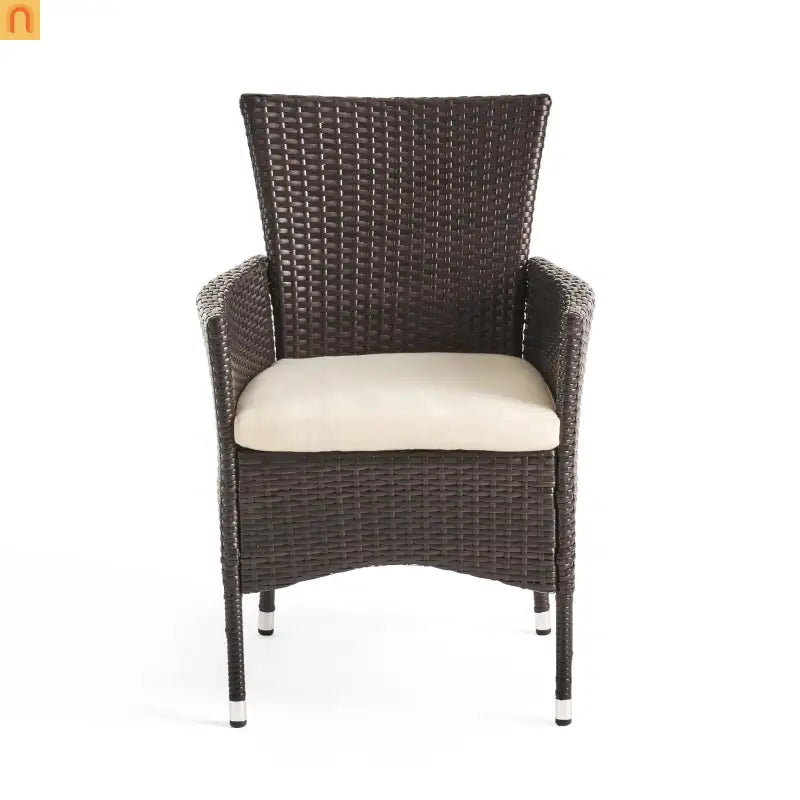 Outdoor Dining Chair PE Rattan Multibrown Modern Curved with Cushion