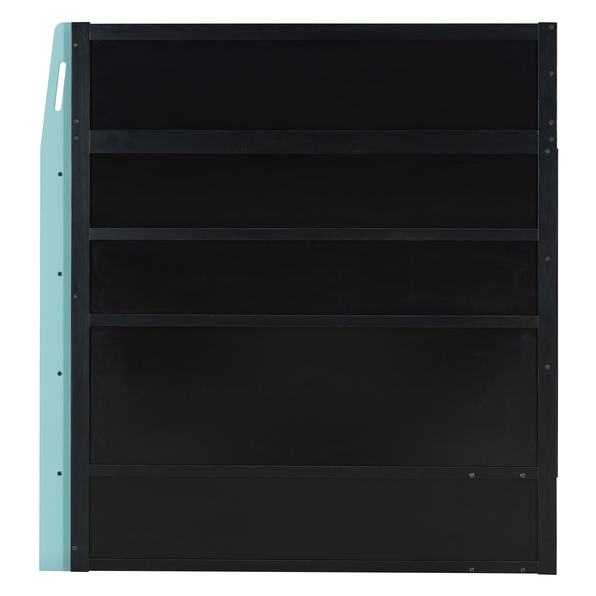 Full Size Wood Loft Bed with Desk, Multi-storage Shelves and RGB Light, Cloud