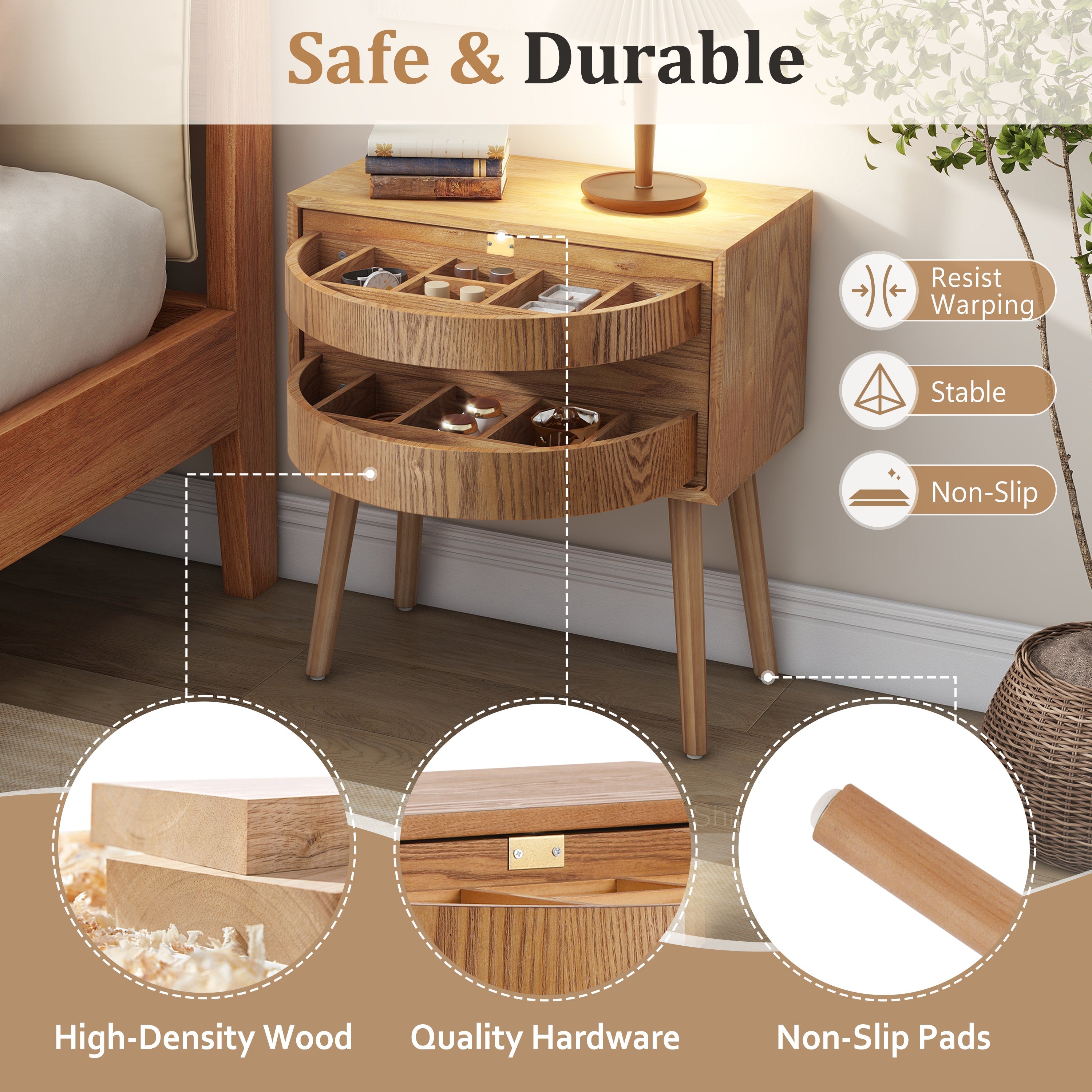 Rotating Hidden Compartment Nightstands, Mid Century Modern Concealment