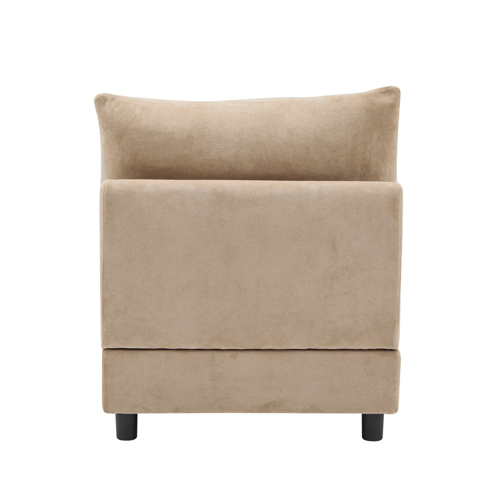 Sectional Sofa Modular Velvet Camel 5 Seat 99 In Eucalyptus Frame
