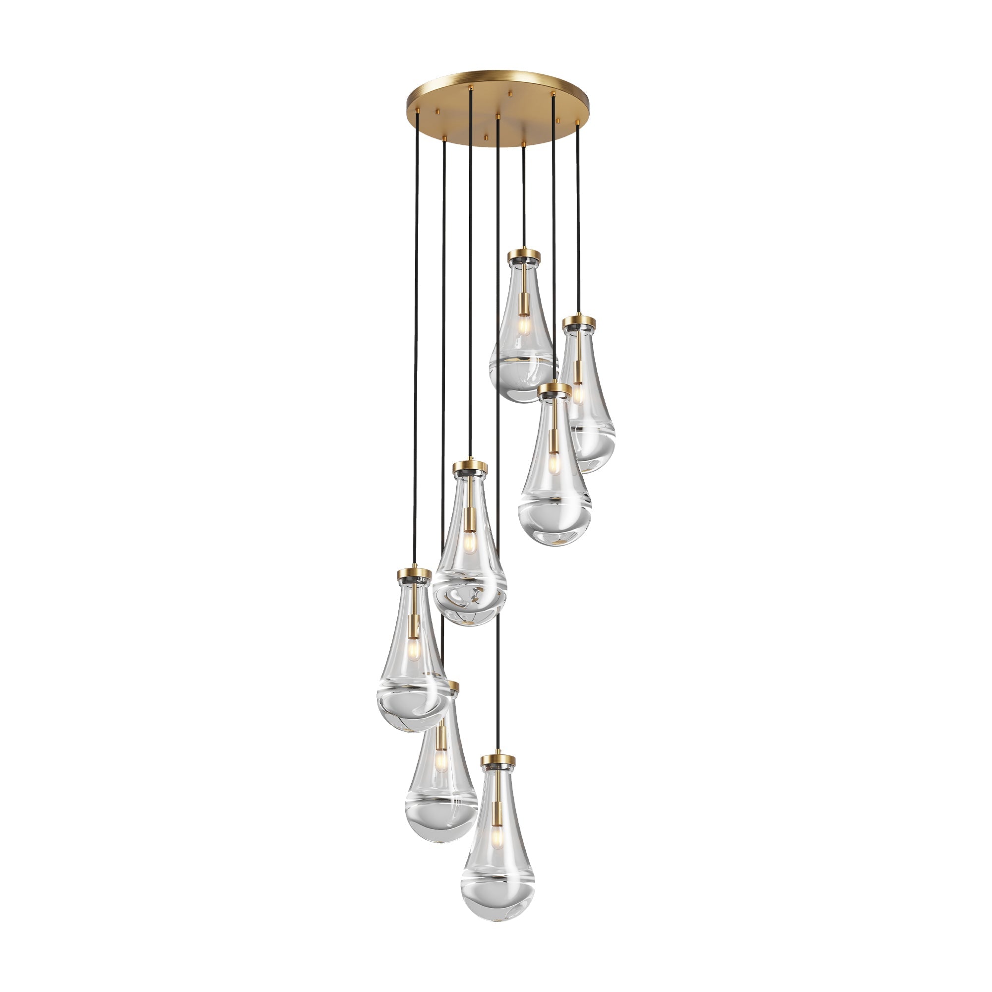 Chandelier 7-Light Pendant Adjustable Black Living Room Foyer Stairwell