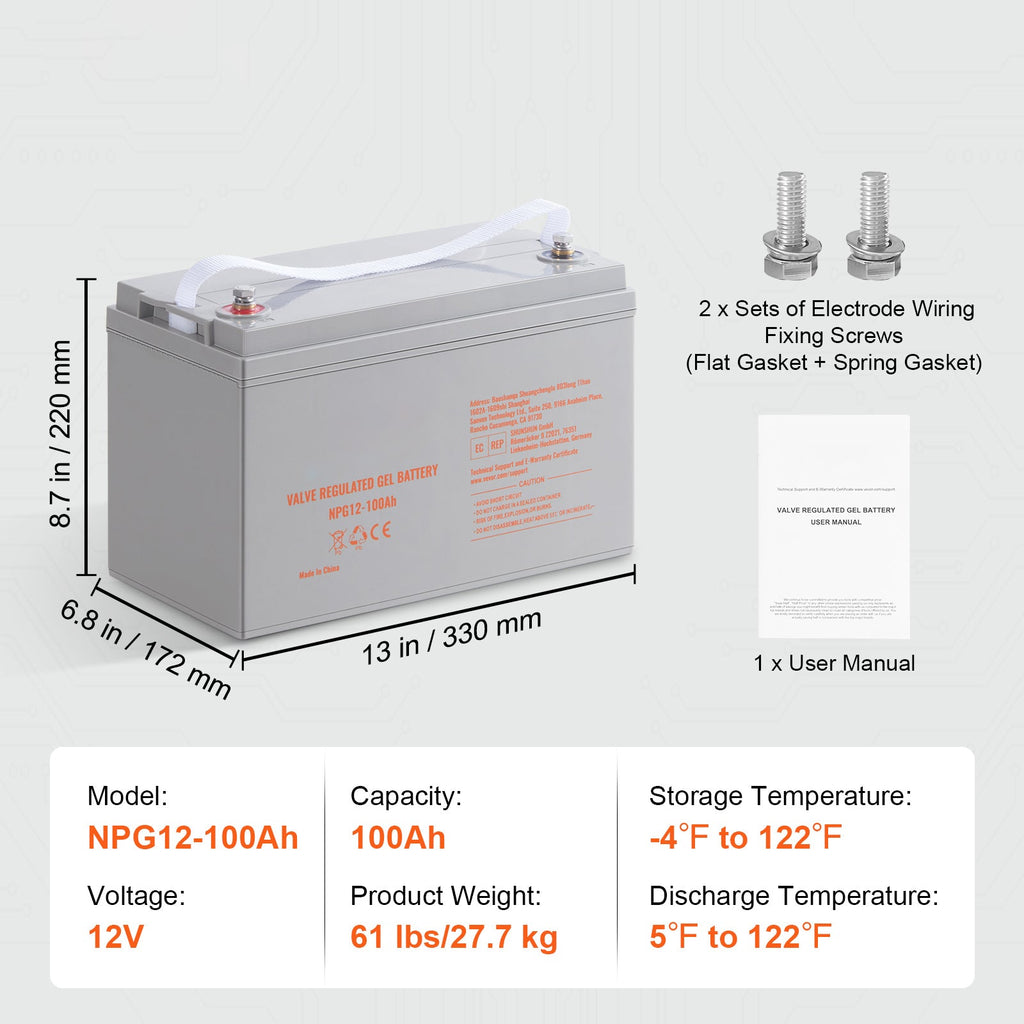 Deep Cycle AGM Battery 12V 100AH 800A RV Solar Marine
