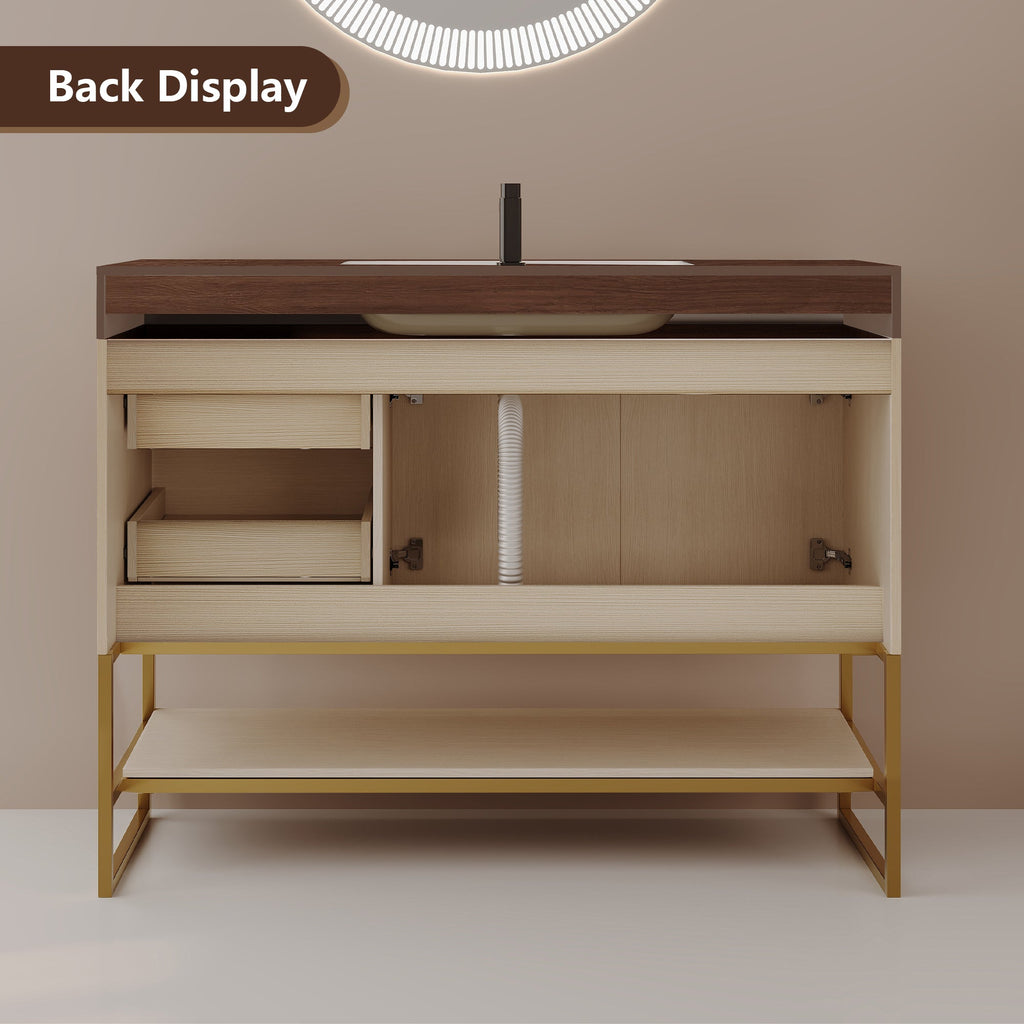 36' Modern Free-Standing Bathroom Vanity with Seamless Ceramic Sink & Sintere...
