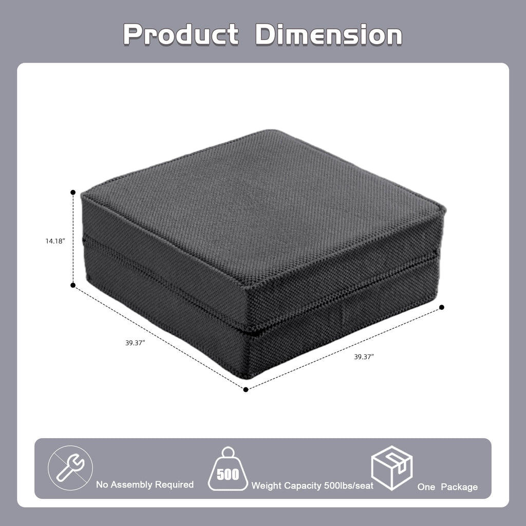 Floor Seat Modular Circle Fleece Dark Gray Ottoman 39 In