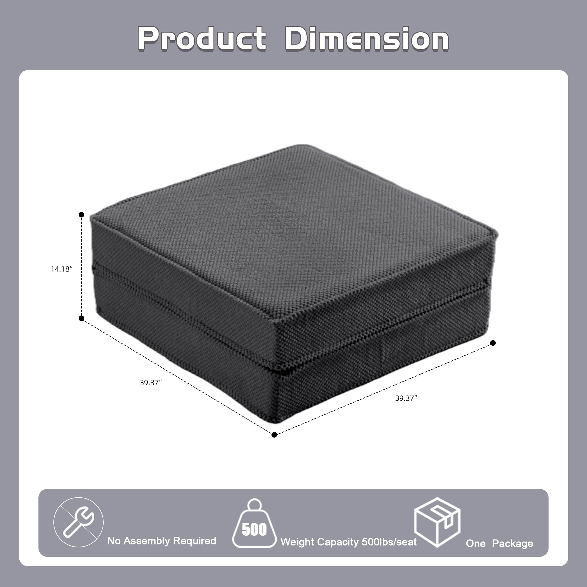 Floor Seat Modular Circle Fleece Dark Gray Ottoman 39 In