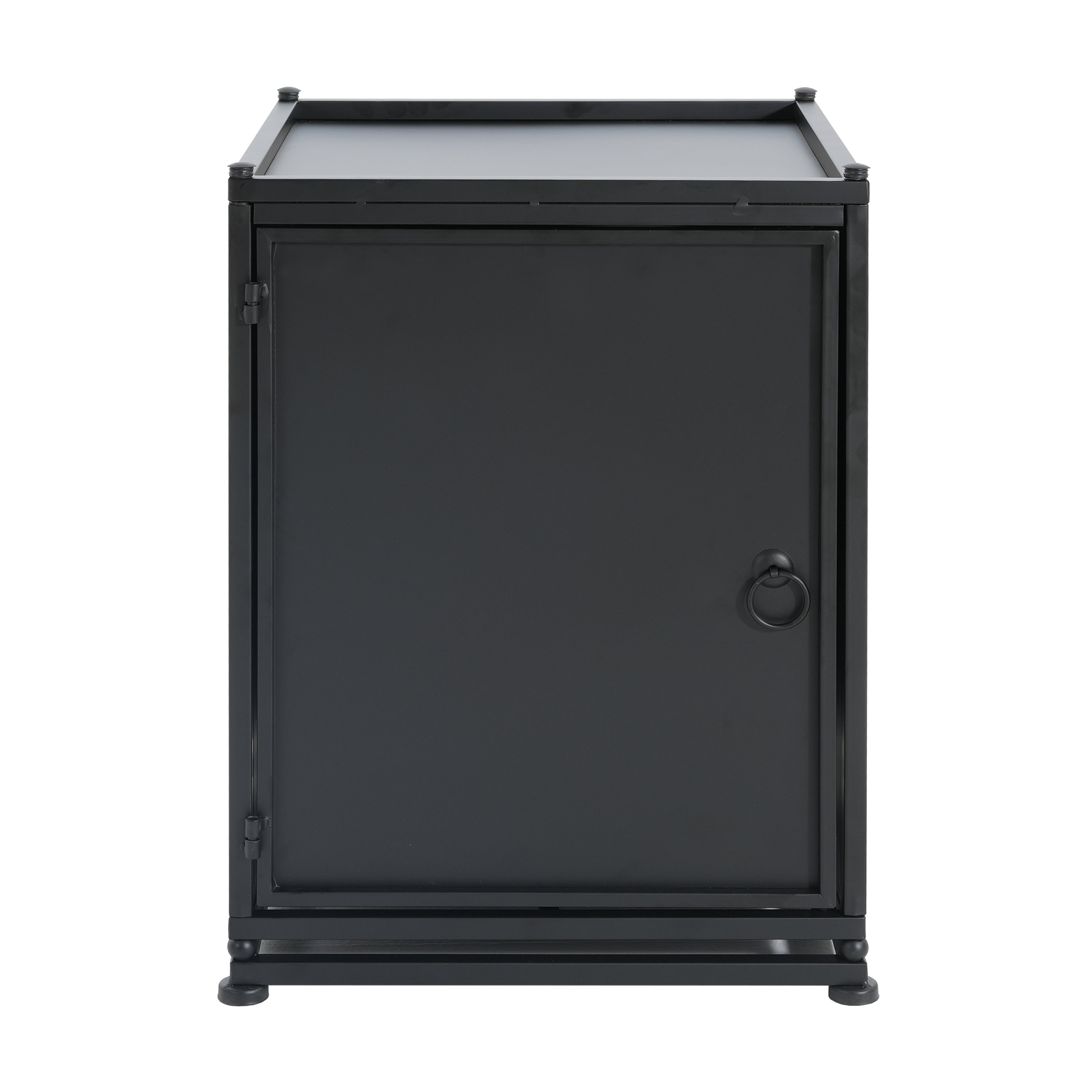 Outdoor Metal Tank Holder Side Table, Matte Black