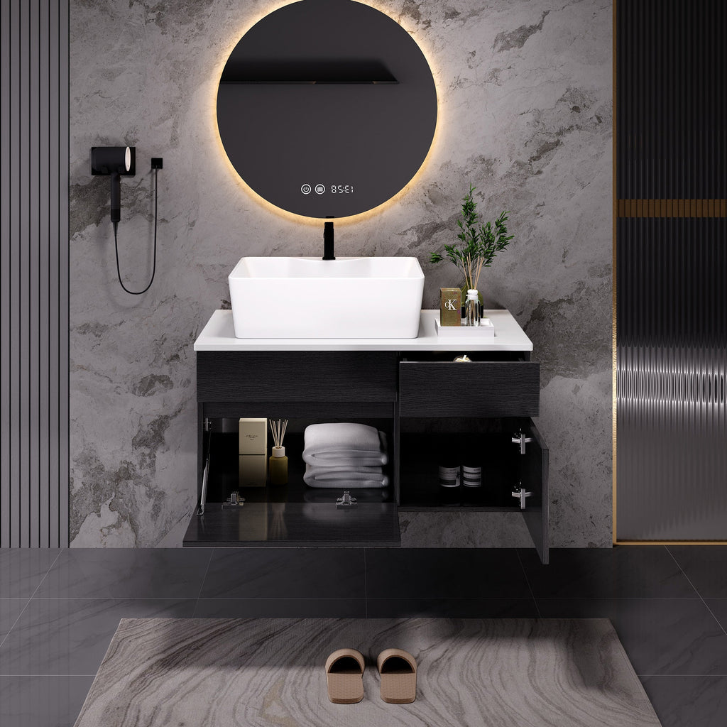31.5 Inches Floating Single Small Bathroom Vanity with Sink