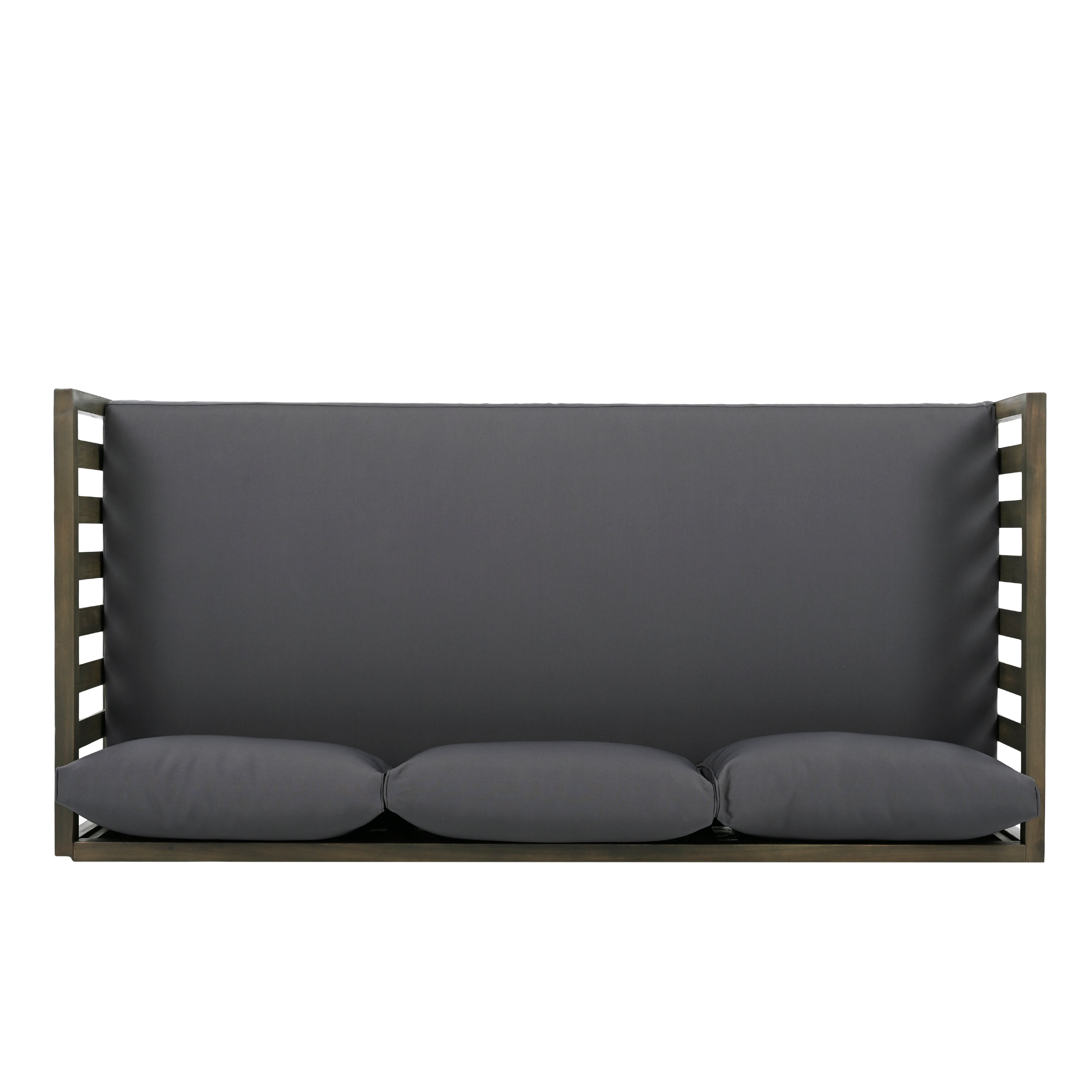 Outdoor Daybed Set Acacia Wood Gray 3 Seater Chaise