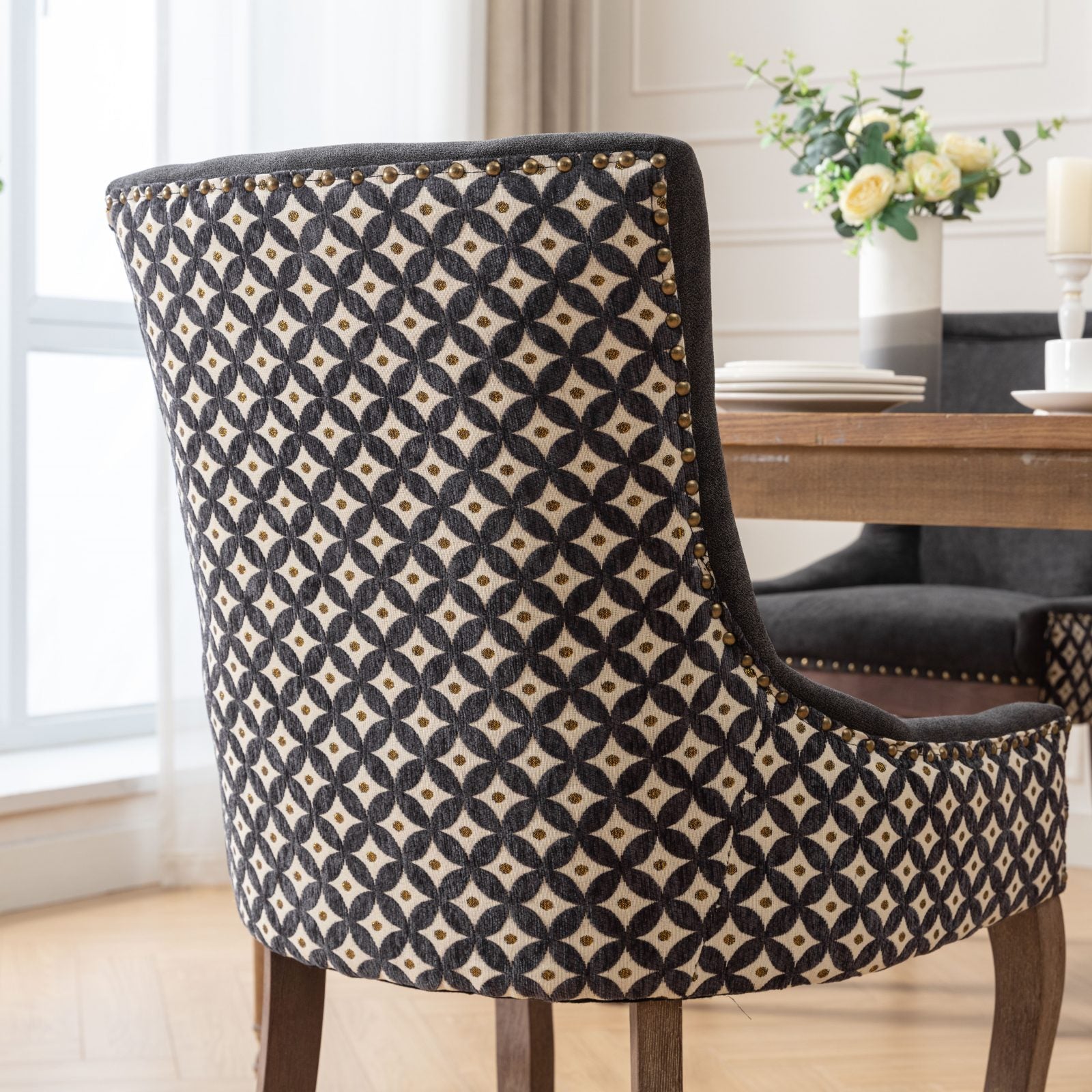 Ultra Side Dining Chair, Thickened fabric chairs with neutrally toned solid