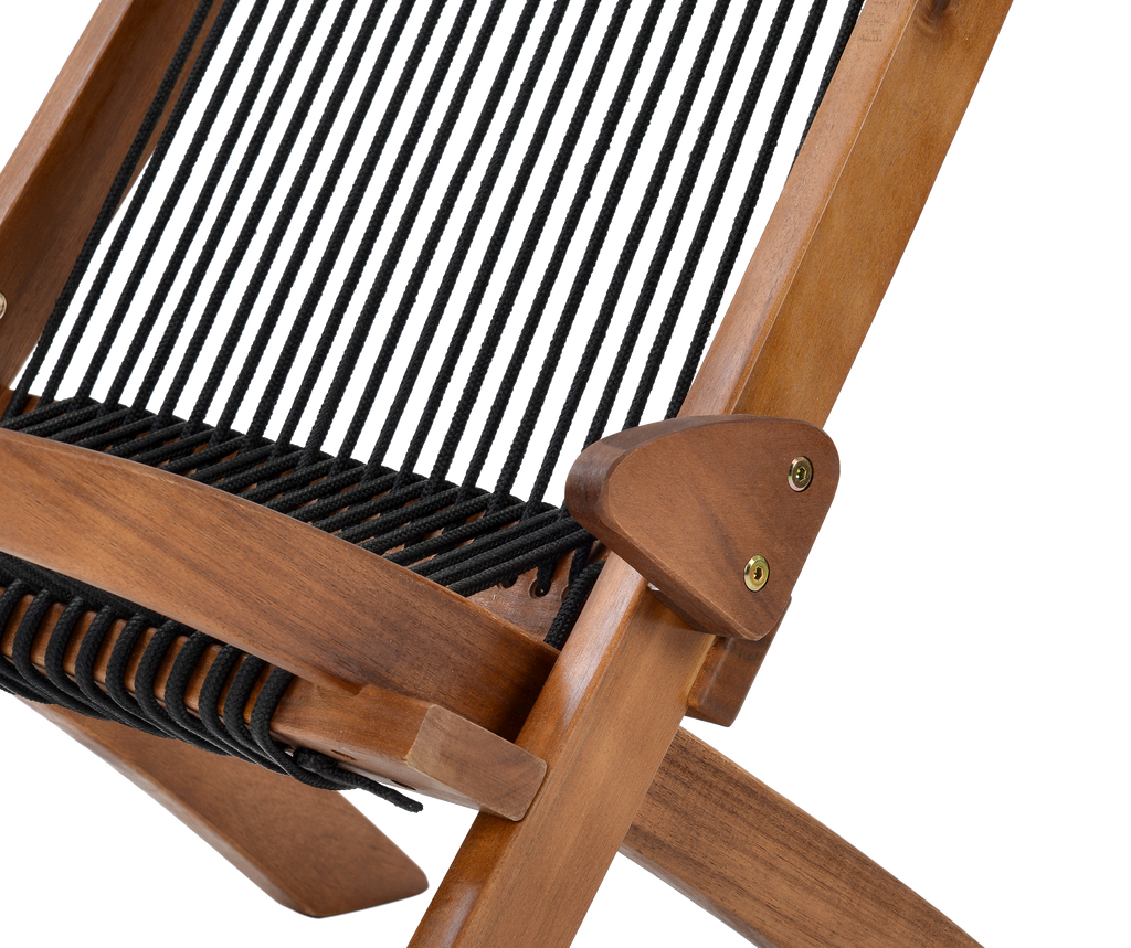 Accent Chair Folding Solid Wood Natural Rope Seat Indoor Outdoor Foldable