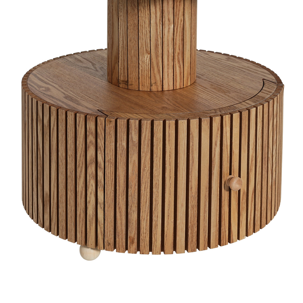 Four-Leaf Clover Side Table, Accent Table with Wood-Grain Base, Storage