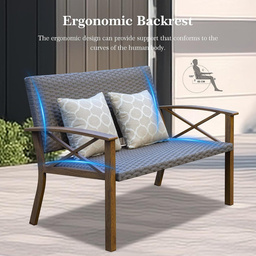 4 Piece Outdoor Conversation Set Aluminum Sofa 2 Chairs Table