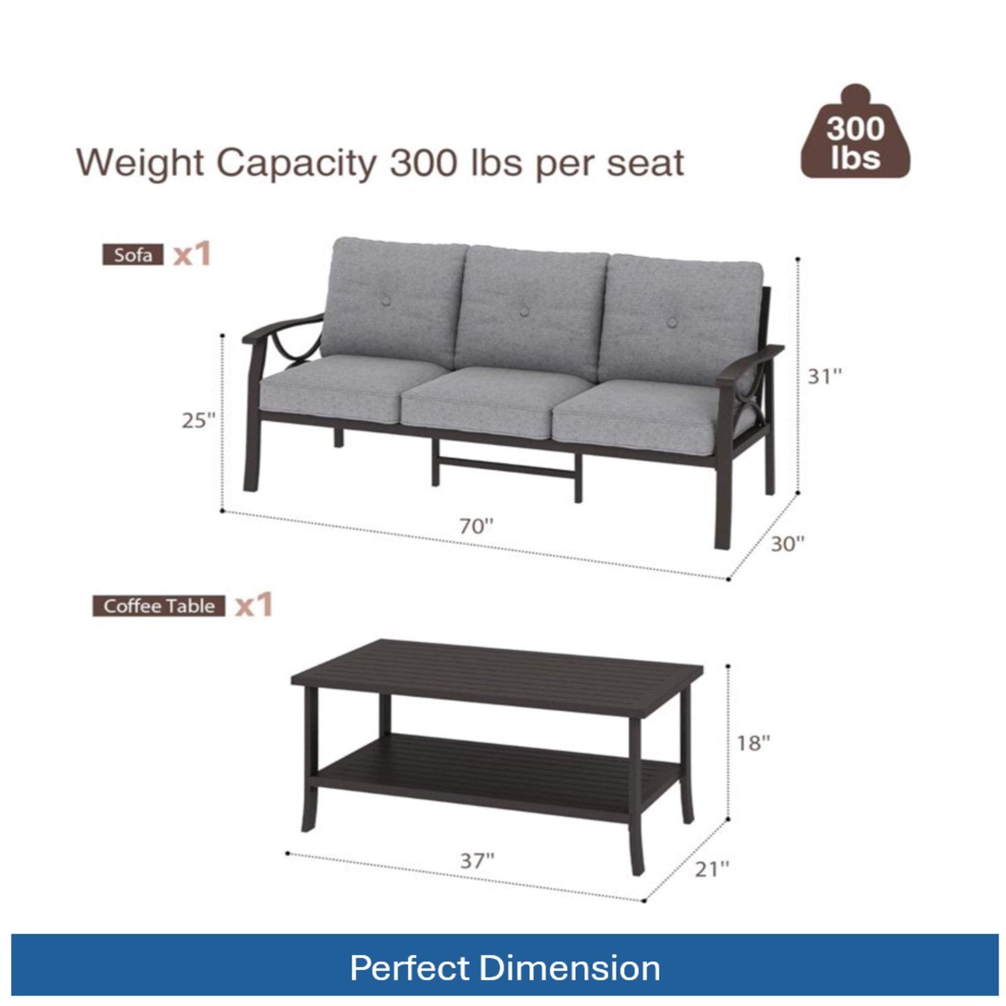 5 Piece Outdoor Patio Set Steel Seats 7 Gray