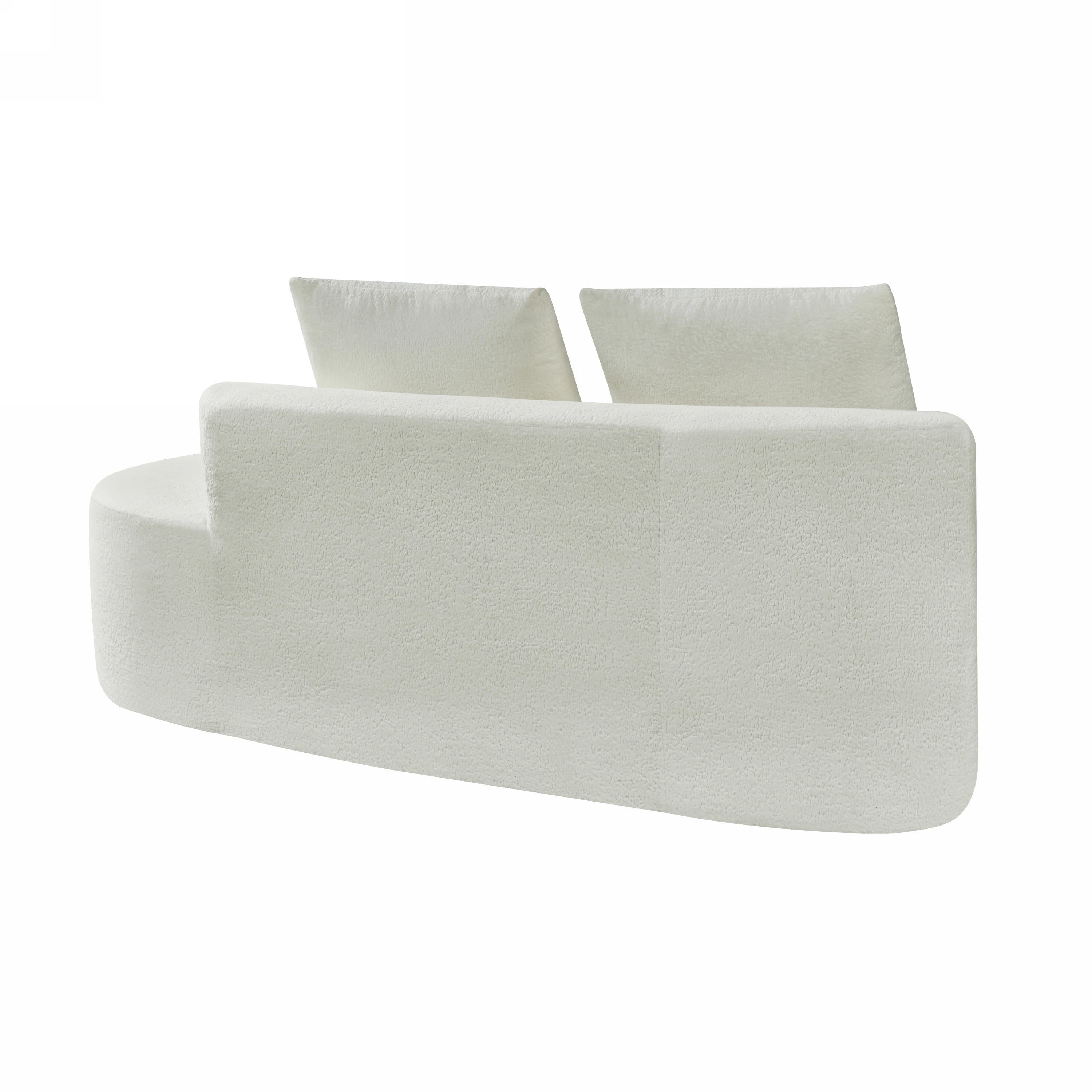 Sectional Sofa Curved Pearl Polyester Beige 3 Seat Right Chaise 116 In