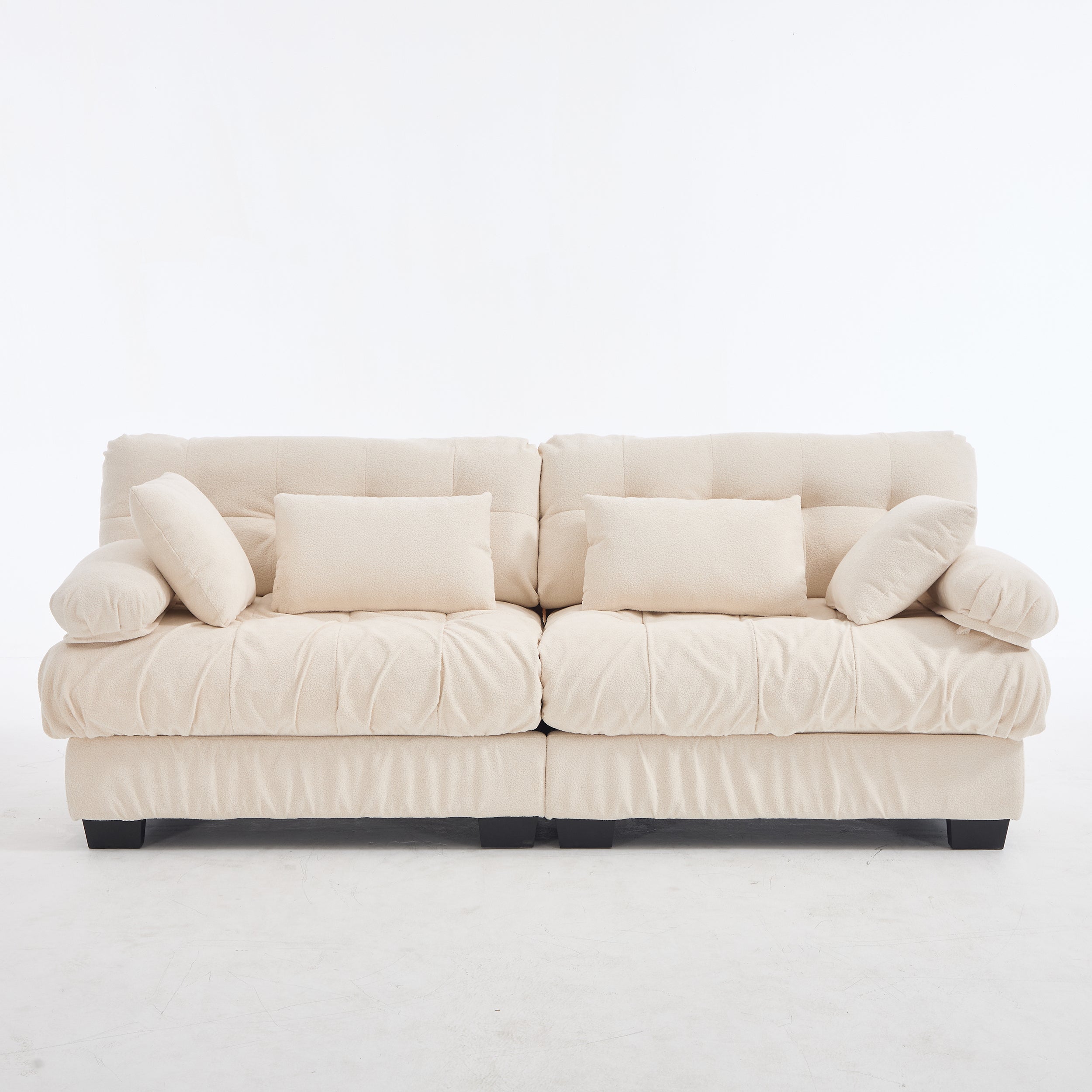 Sectional Sofa Cloud Modular Flannelette Beige 2 Seat 88 In 4 Pillows