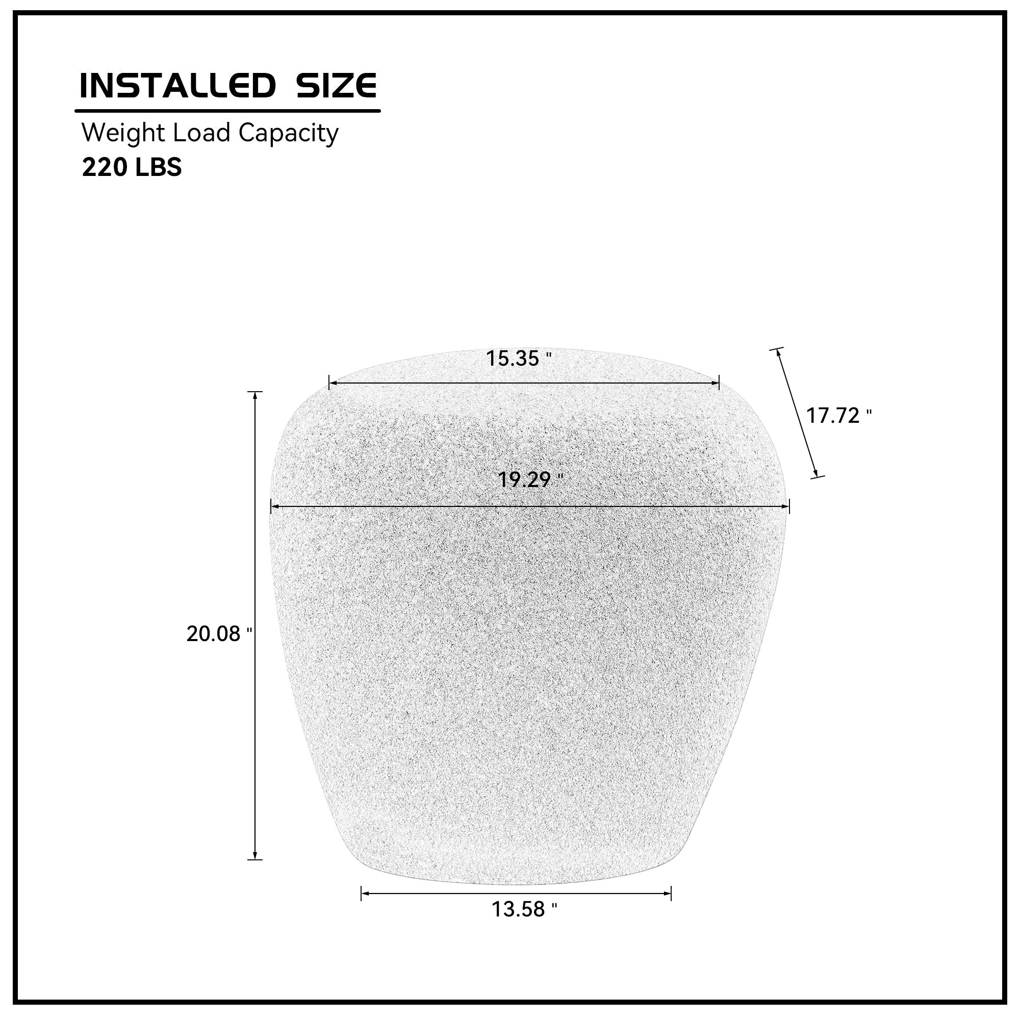 19.29 in Fiberglass Side Table, Scratch-Resistant, Waterproof, Living Room