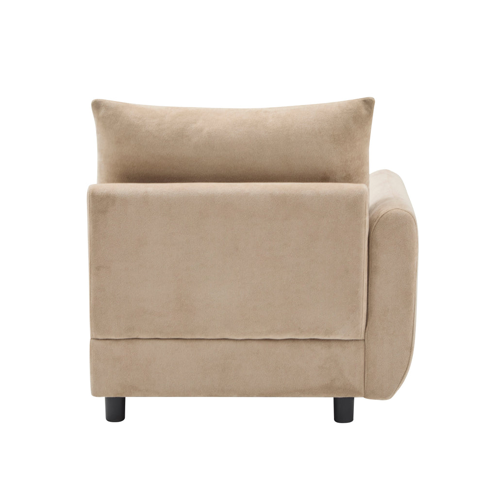 Sectional Sofa Modular Velvet Camel 5 Seat 99 In Eucalyptus Frame