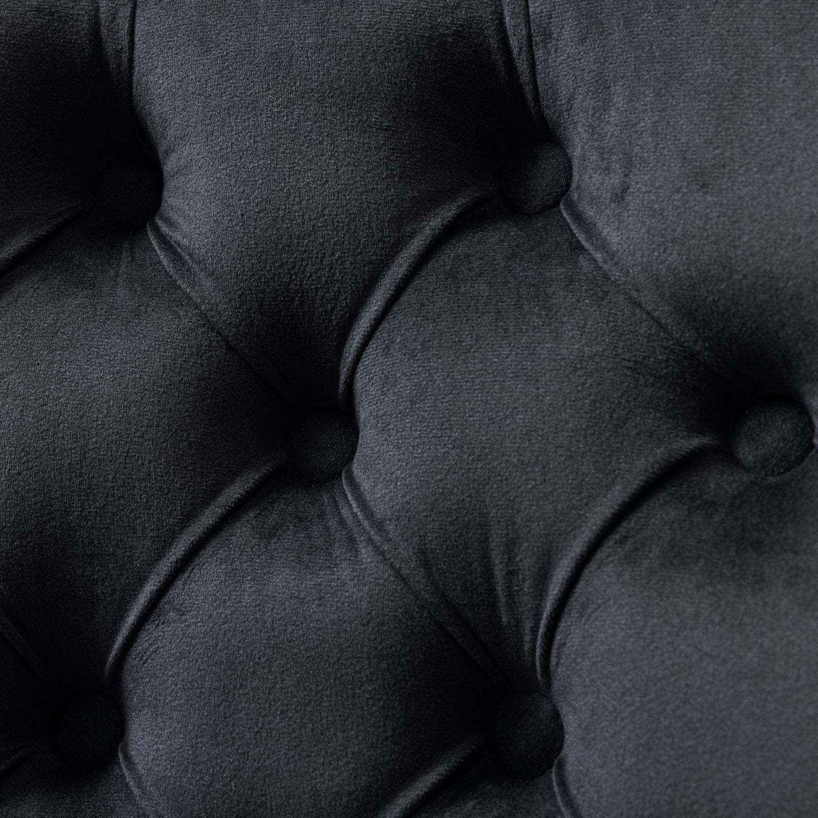 Swivel Office Chair Velvet Black Tufted Button Gold Metal Base 24.8x38.6 In