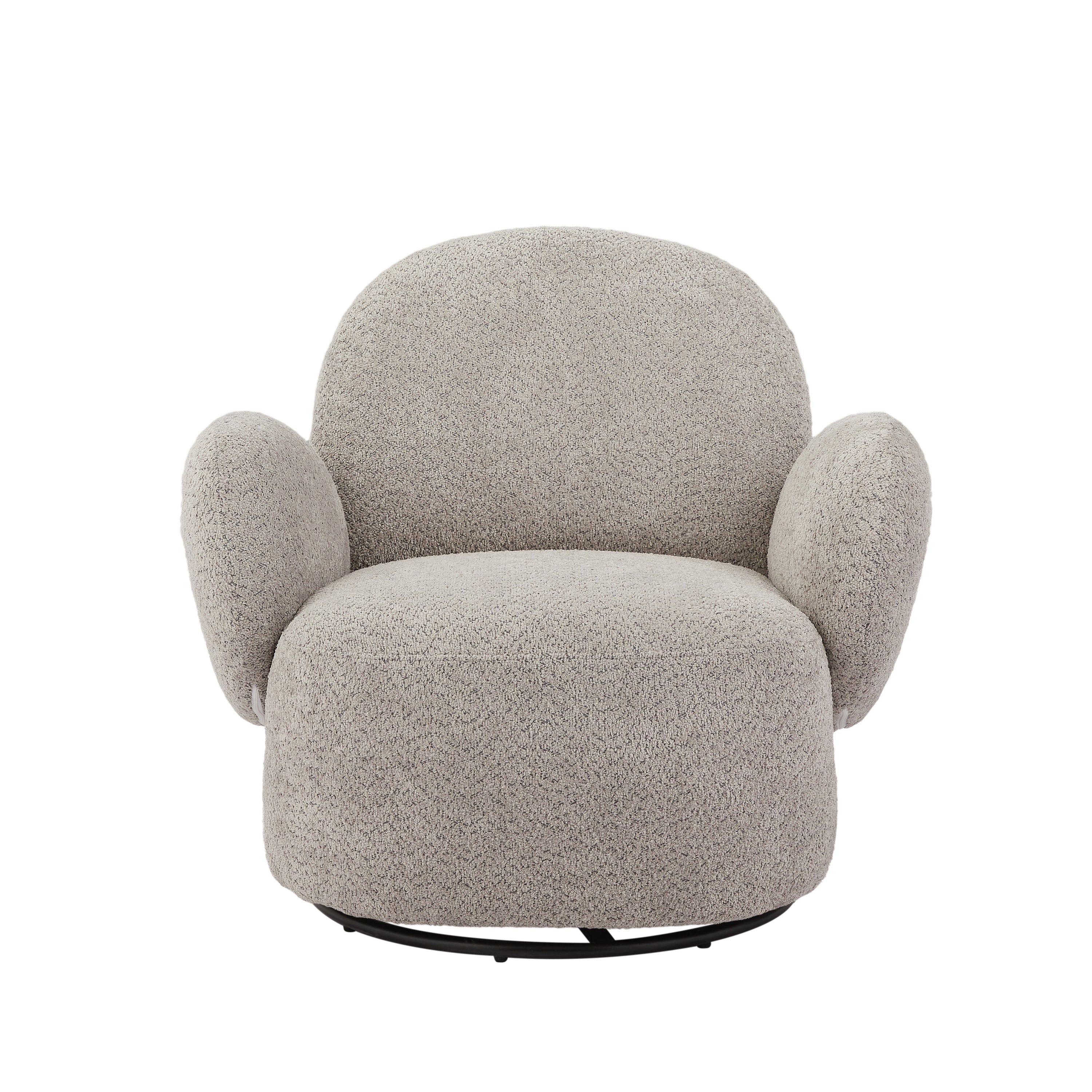 Accent Chair Swivel 360 Degree Fabric Gray Metal Frame 35x35x32 In