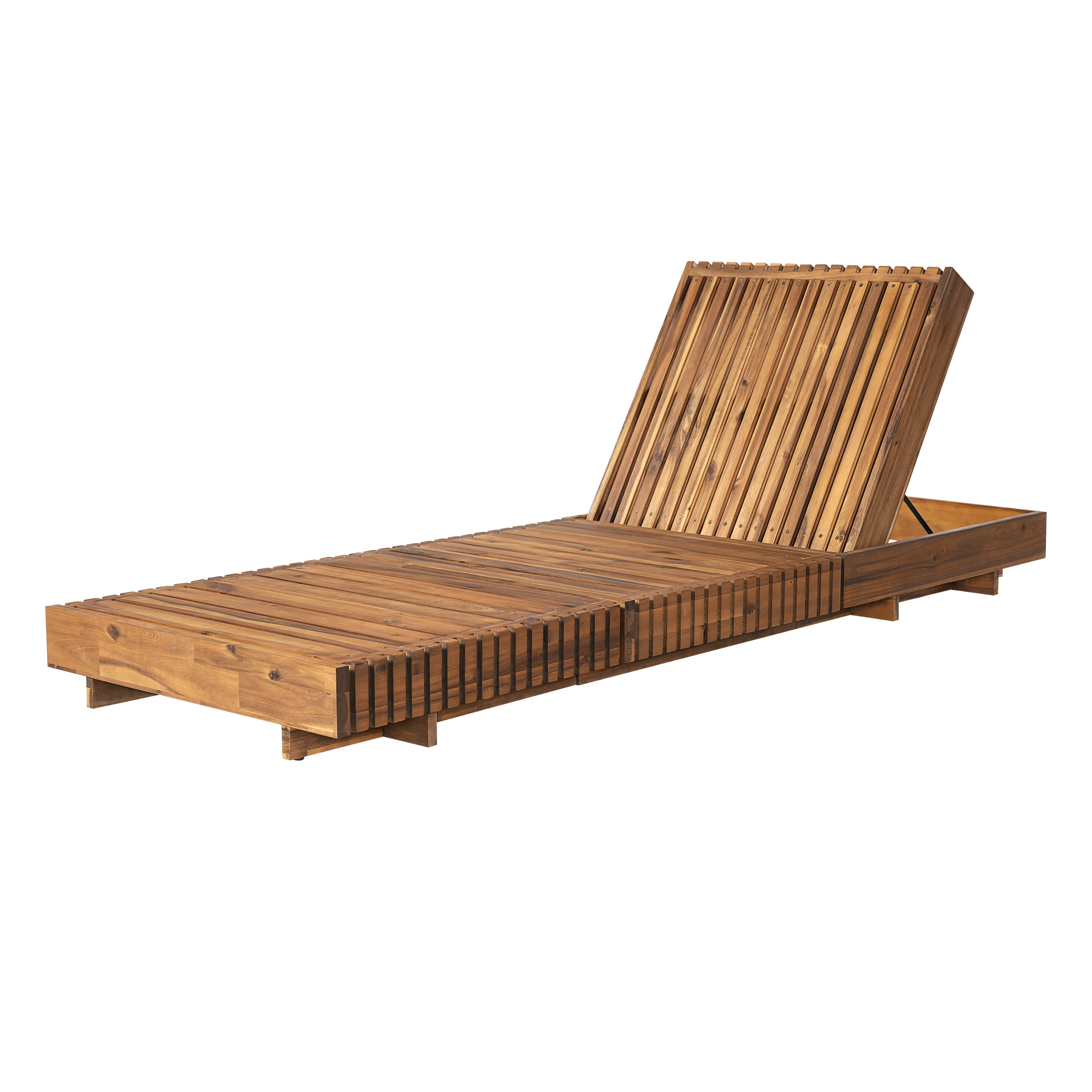 Outdoor Chaise Lounge Acacia Wood Dark Gray 6 Position Adjustable