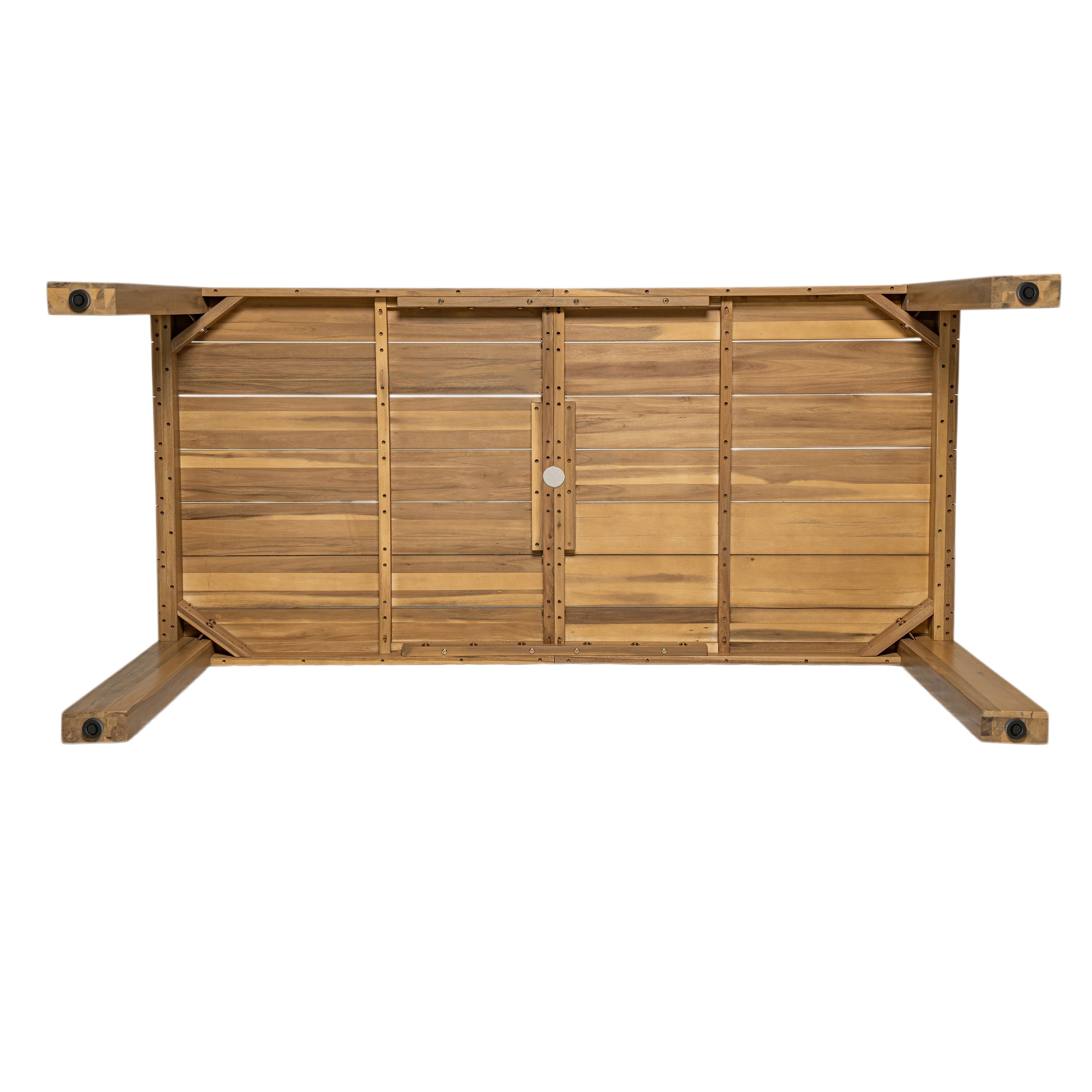 Outdoor Dining Set Acacia Wood Light Teak 7 Piece Rectangle Seats 6