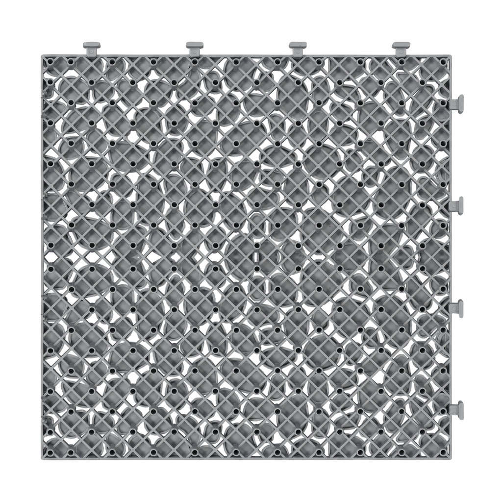 Pebble Stone Pattern 12x12 in. Gray Interlocking Deck Tiles Waterproof Plastic