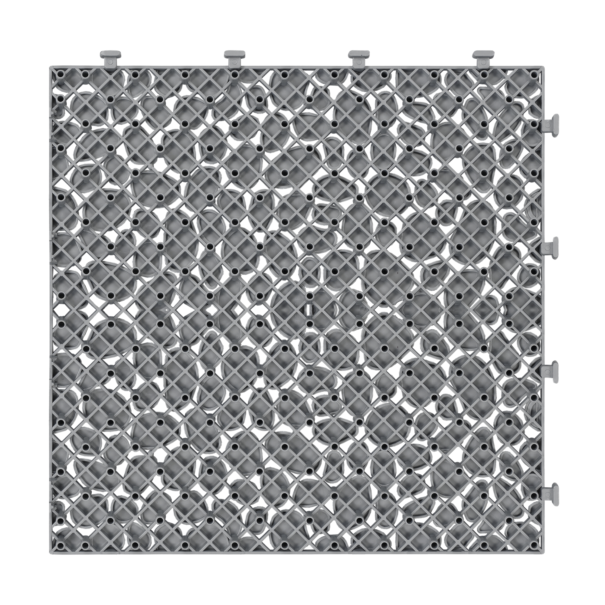 Pebble Stone Pattern 12x12 in. Gray Interlocking Deck Tiles Waterproof Plastic