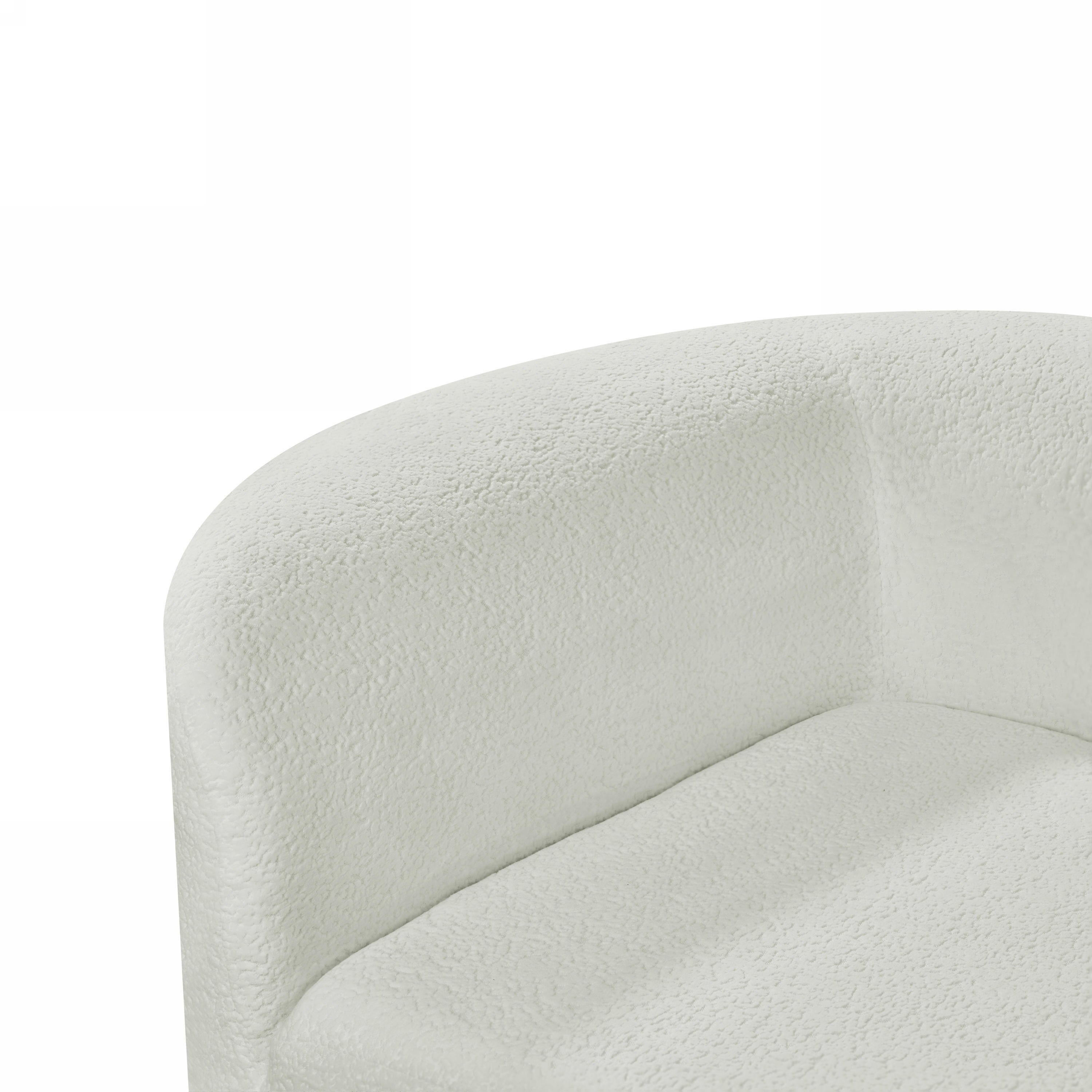 Sectional Sofa Curved Pearl Polyester Beige 3 Seat Right Chaise 116 In