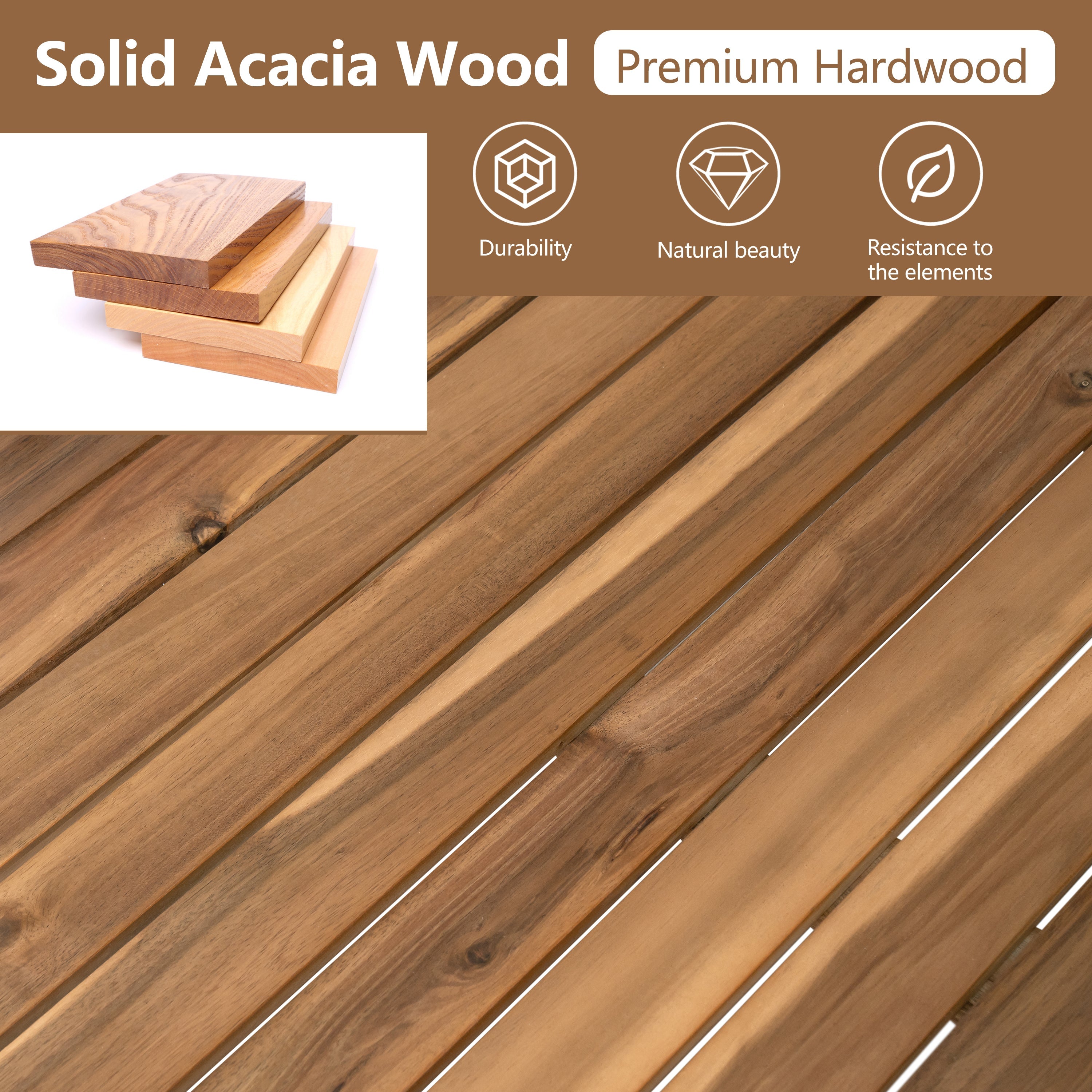 Outdoor Sectional Set Acacia Wood 4-Piece Teak