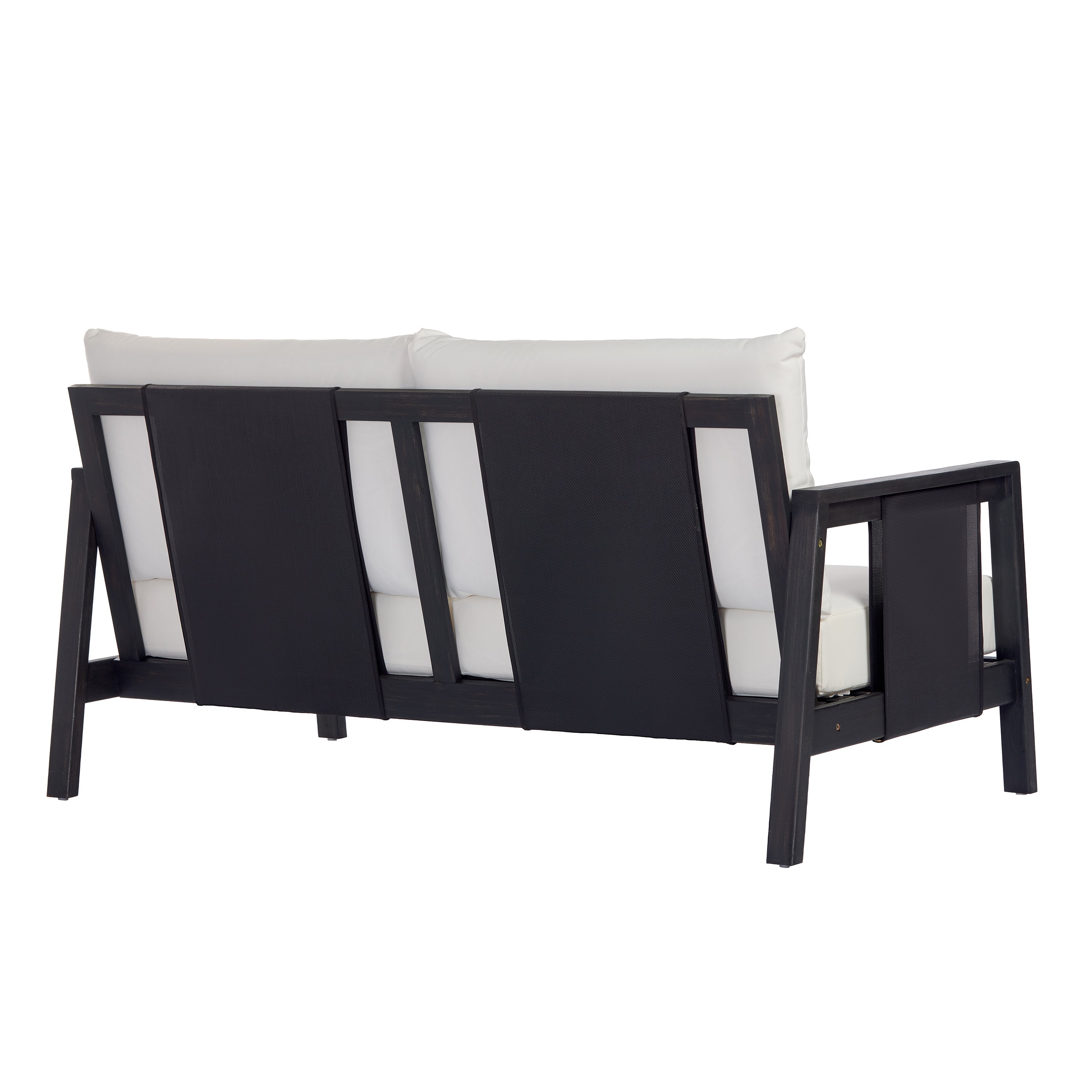 Outdoor Sofa Set Acacia Wood Textilene 4 Piece Gray White Seats 4