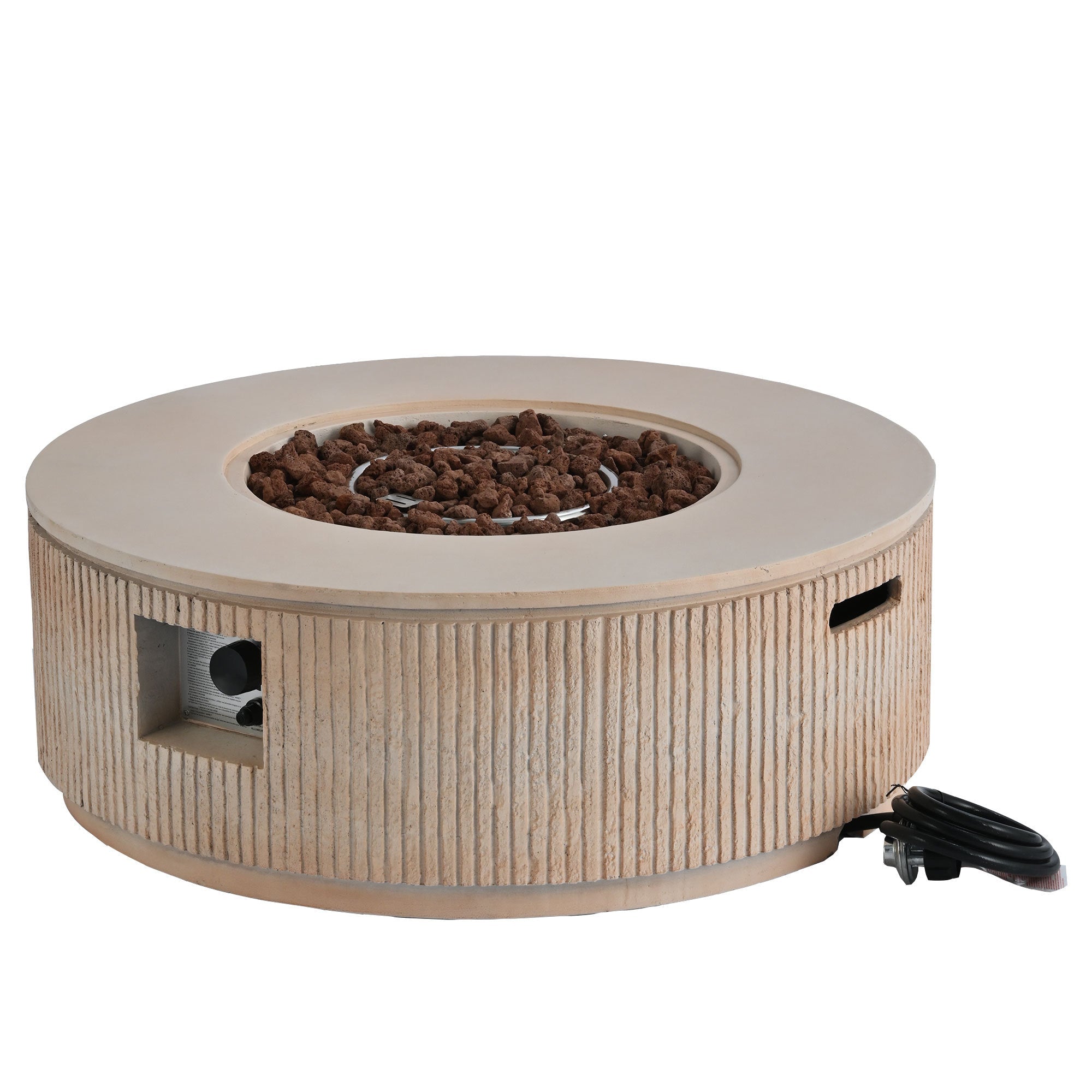 Fire Pit Propane Round MGO 50000 BTU with Tank Cover Table 38.19 In