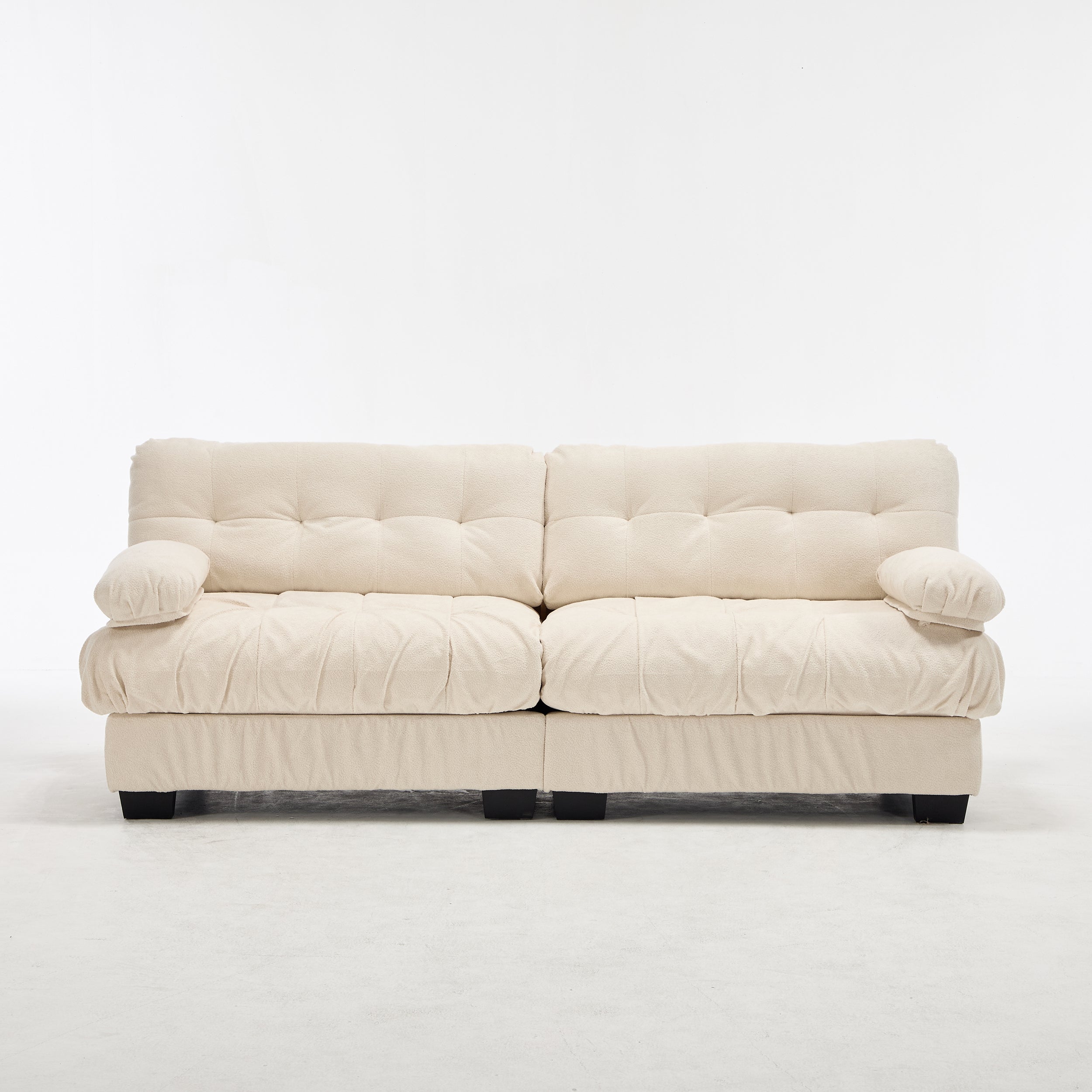 Sectional Sofa Cloud Modular Flannelette Beige 2 Seat 88 In 4 Pillows