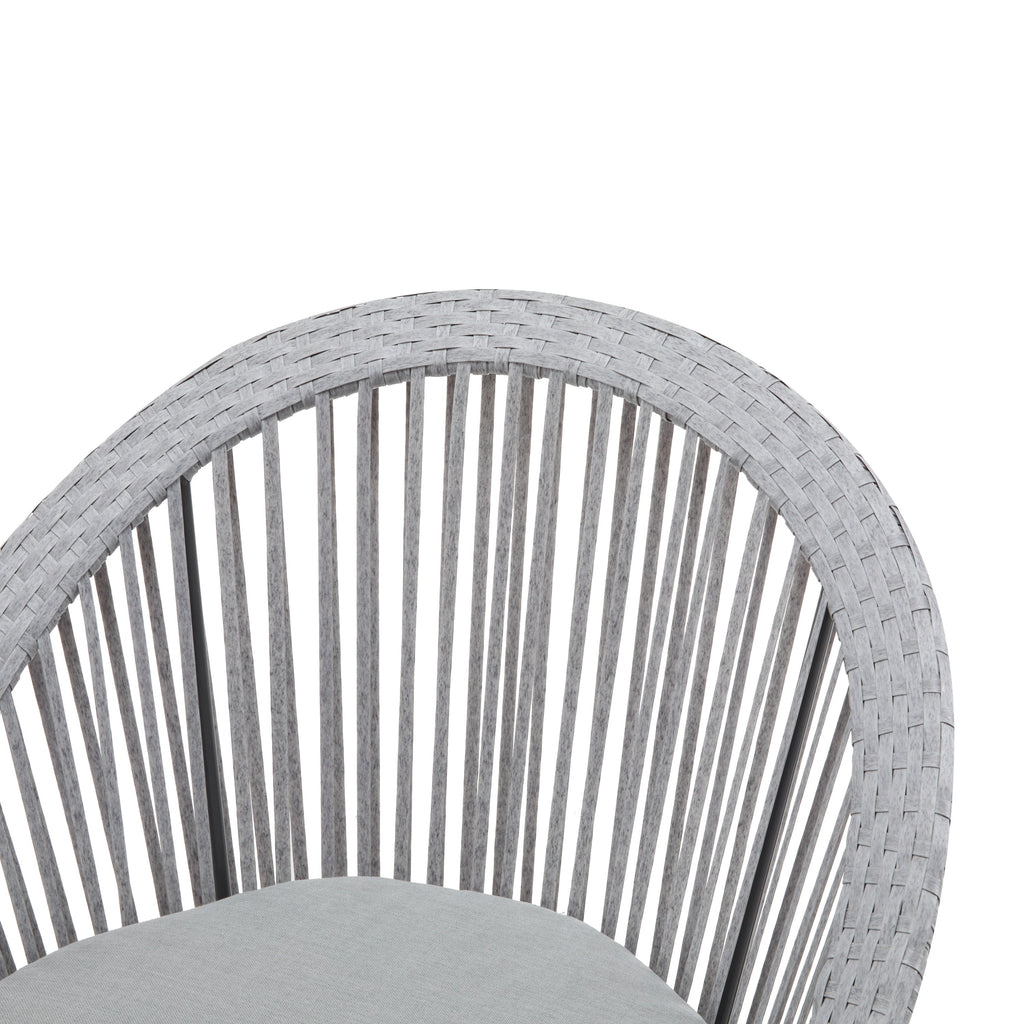 Modern Silver Grey Swivel Wicker Lounge Chair Set with PE Rattan and Iron
