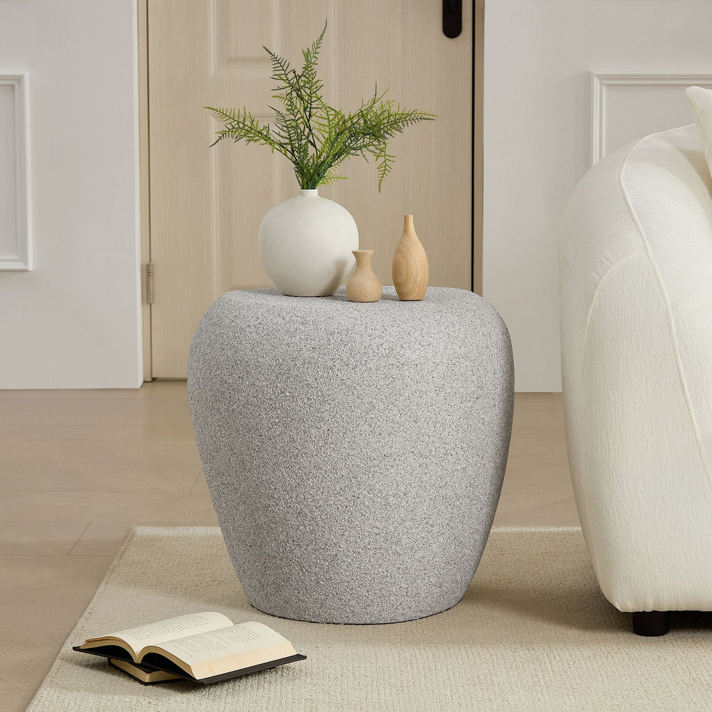 19.29 in Fiberglass Side Table, Scratch-Resistant, Waterproof, Living Room