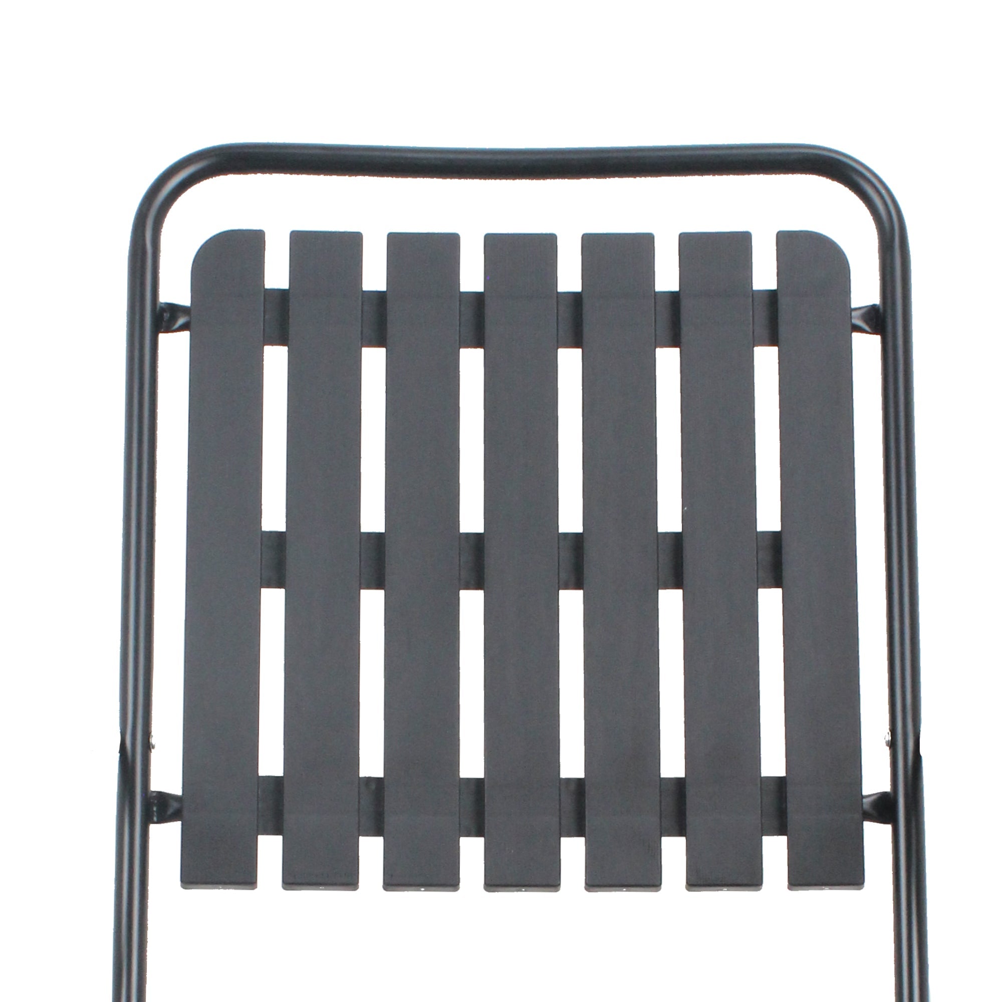 Outdoor Patio Set Metal WPC Black 3 Piece Folding Chairs Glass Table 350 LB
