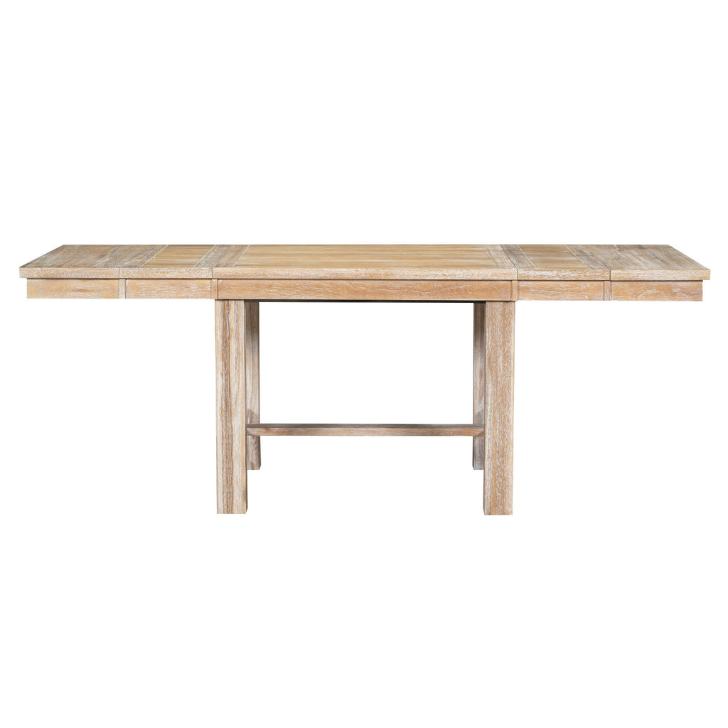 Farmhouse 82inch 6-Piece Extendable Dining Table with Footrest, 4 Upholstered