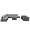 Outdoor Wicker Sofa Set 12pc Brown Aluminum Seats 8