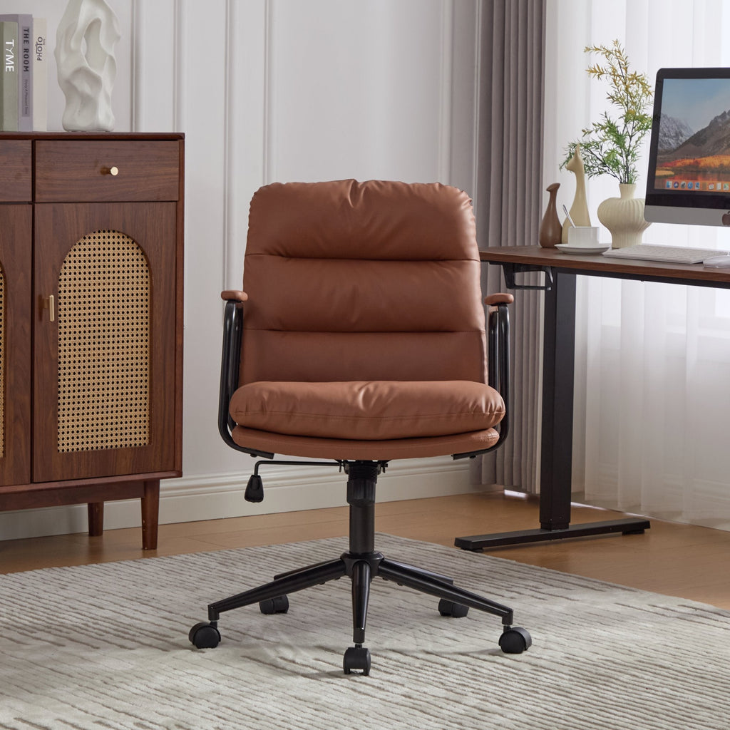 Office Chair,Mid Back Home Office Desk Task Chair with Wheels and Arms Ergono...