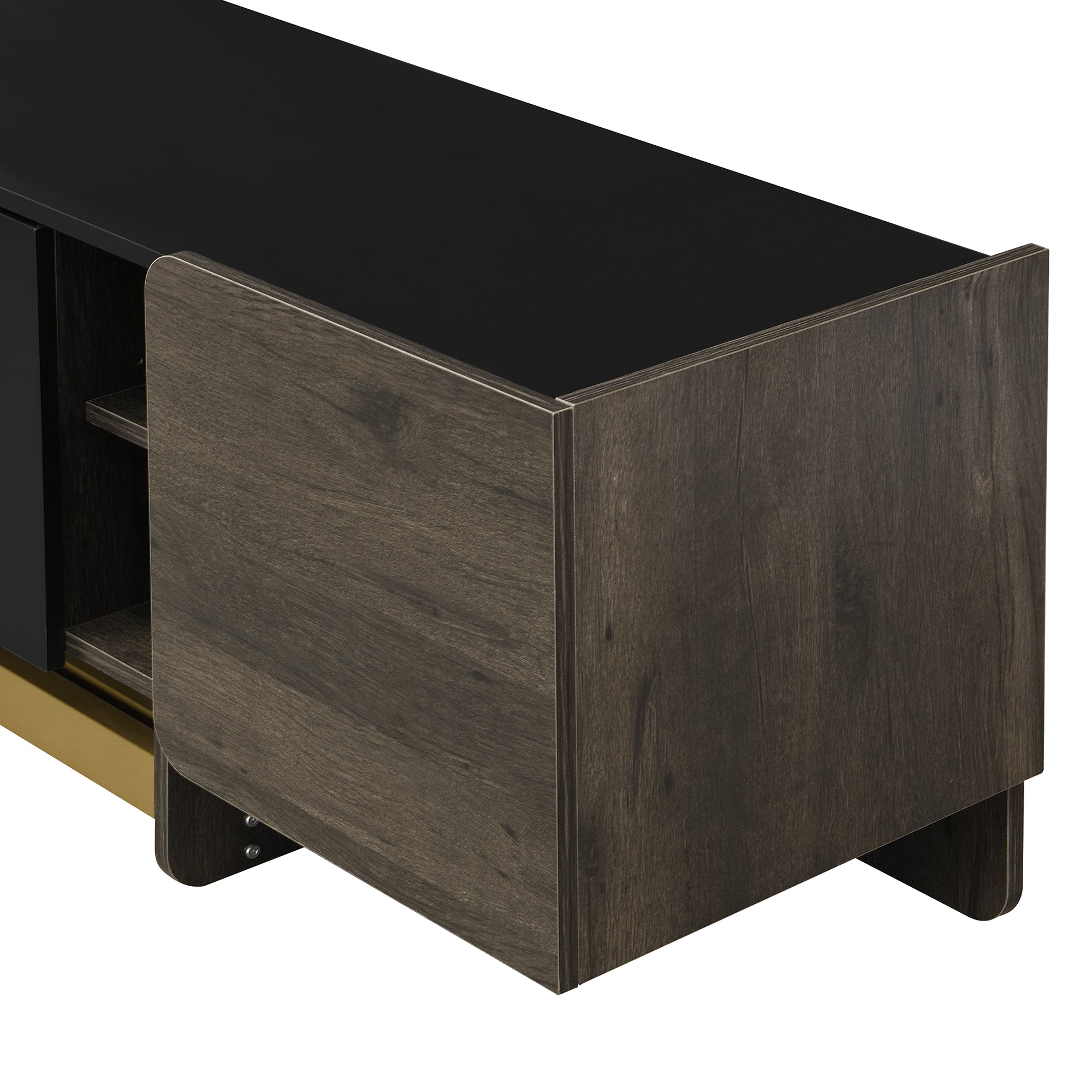 TV Stand and Coffee Table Set 2-Piece White Gold MDF Metal Legs Fits Large TV