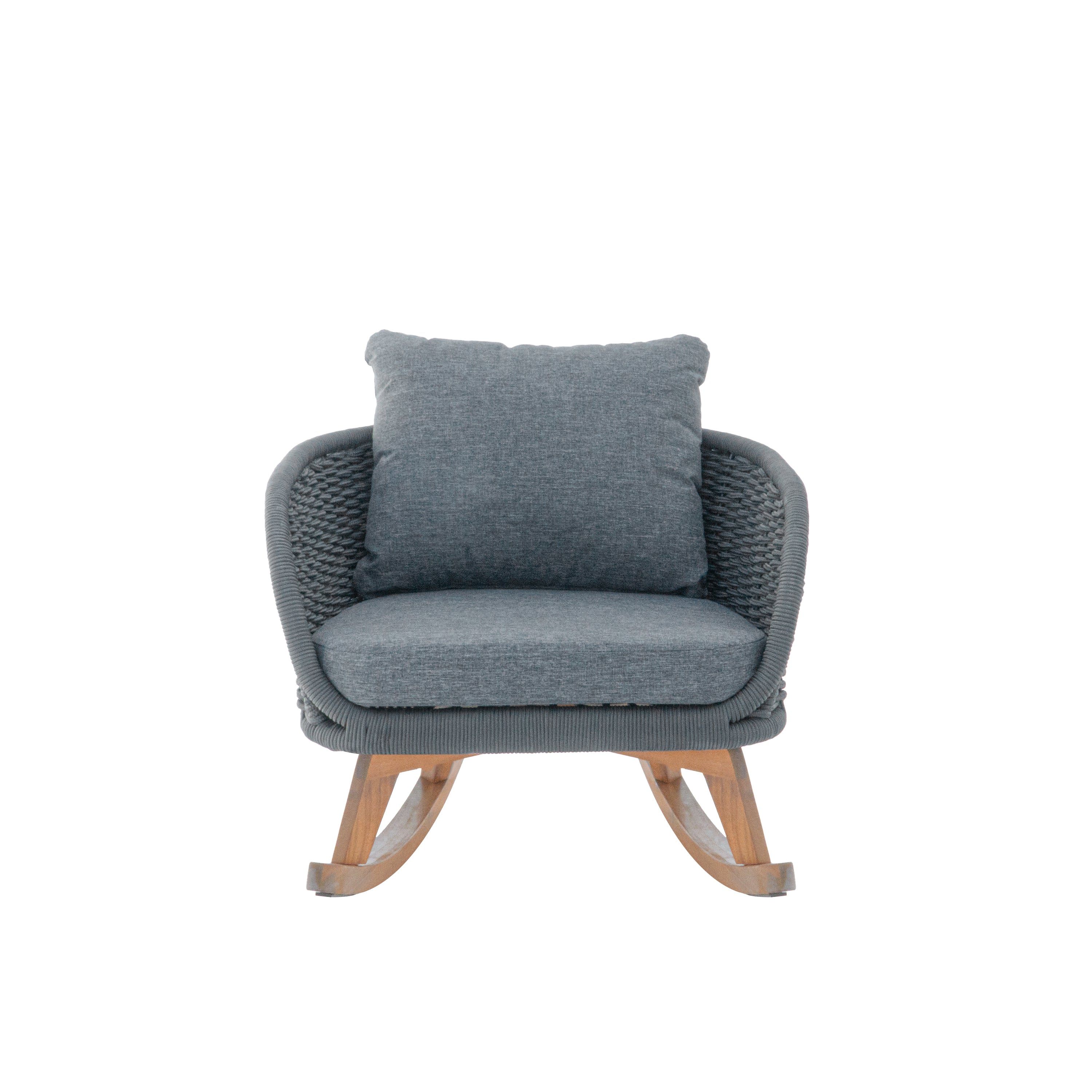 Outdoor Rocking Chair Rope Wood Gray Natural Set of 2 29.5in