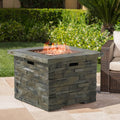 33 in Square MGO Fire Pit 40,000 BTU, Stone Gray Finish with Built-In Tank Space