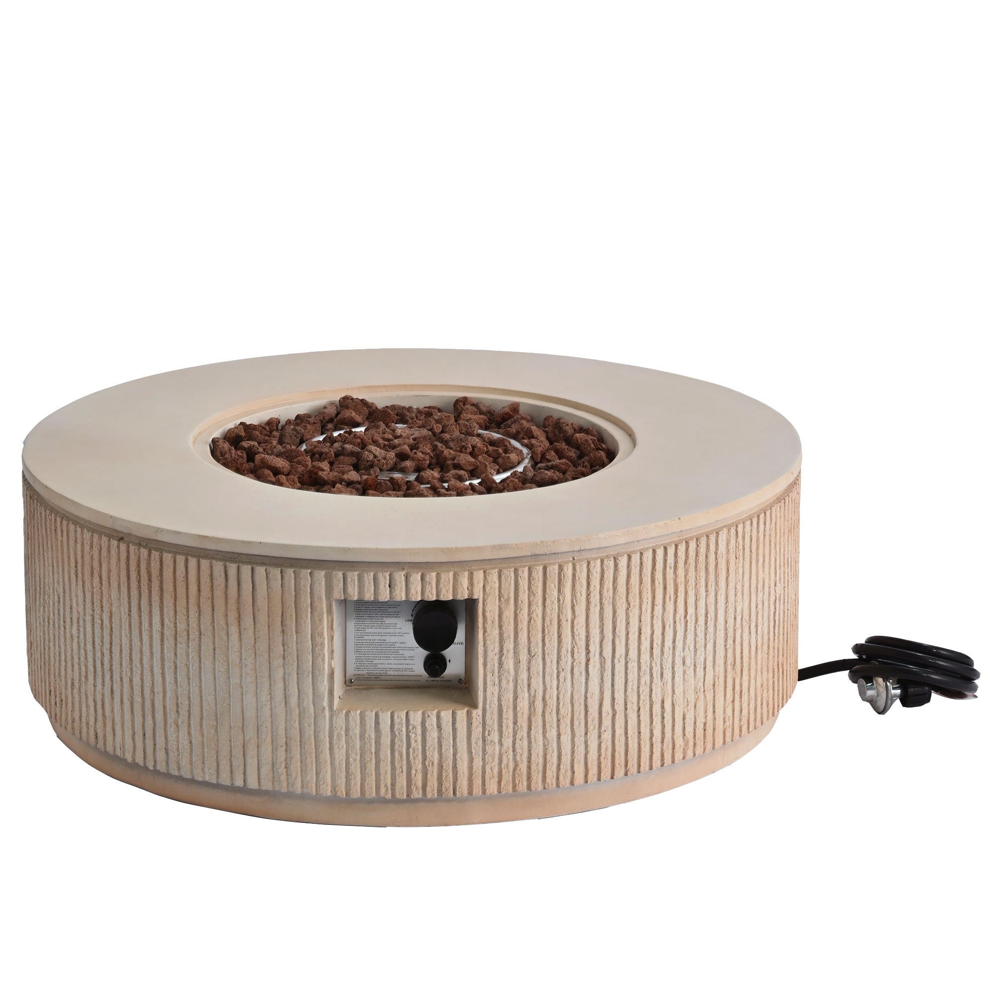 Fire Pit Propane Round MGO 50000 BTU with Tank Cover Table 38.19 In