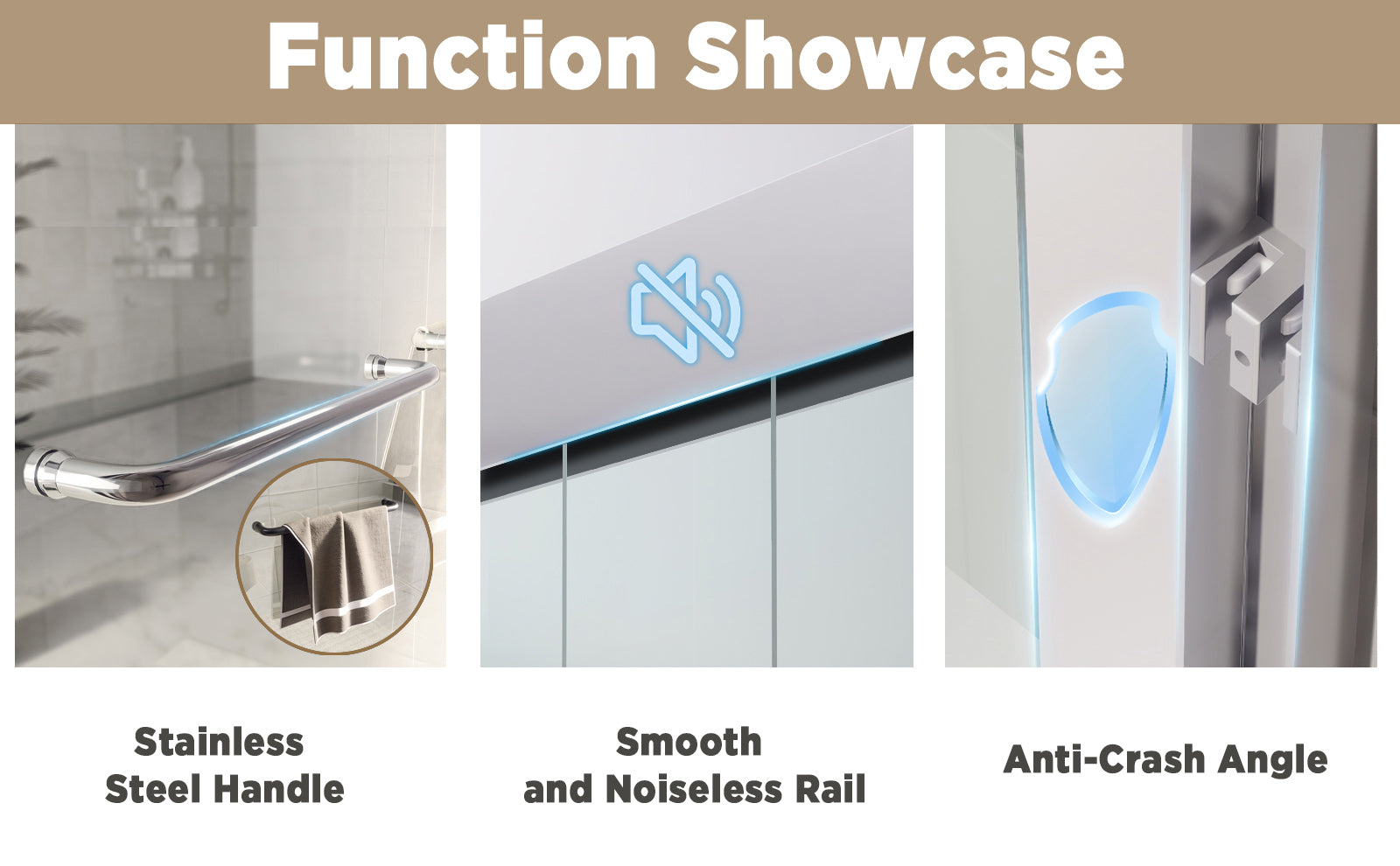 56-60in x 72in Aluminum Frame Double Sliding Shower Door, Brushed Nickel, 6mm