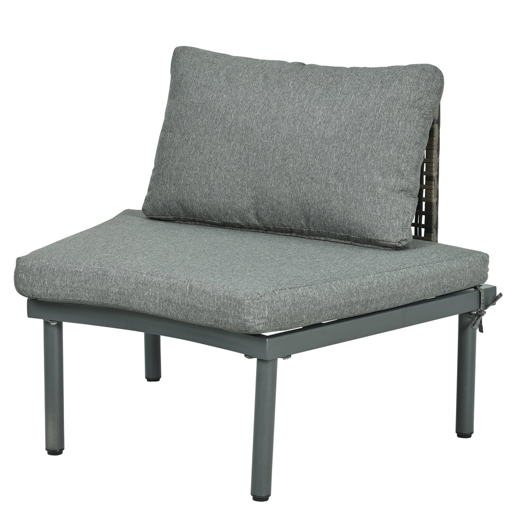 Outdoor Patio Set Half Moon Wicker Aluminum Gray 8 Piece 2 Tables