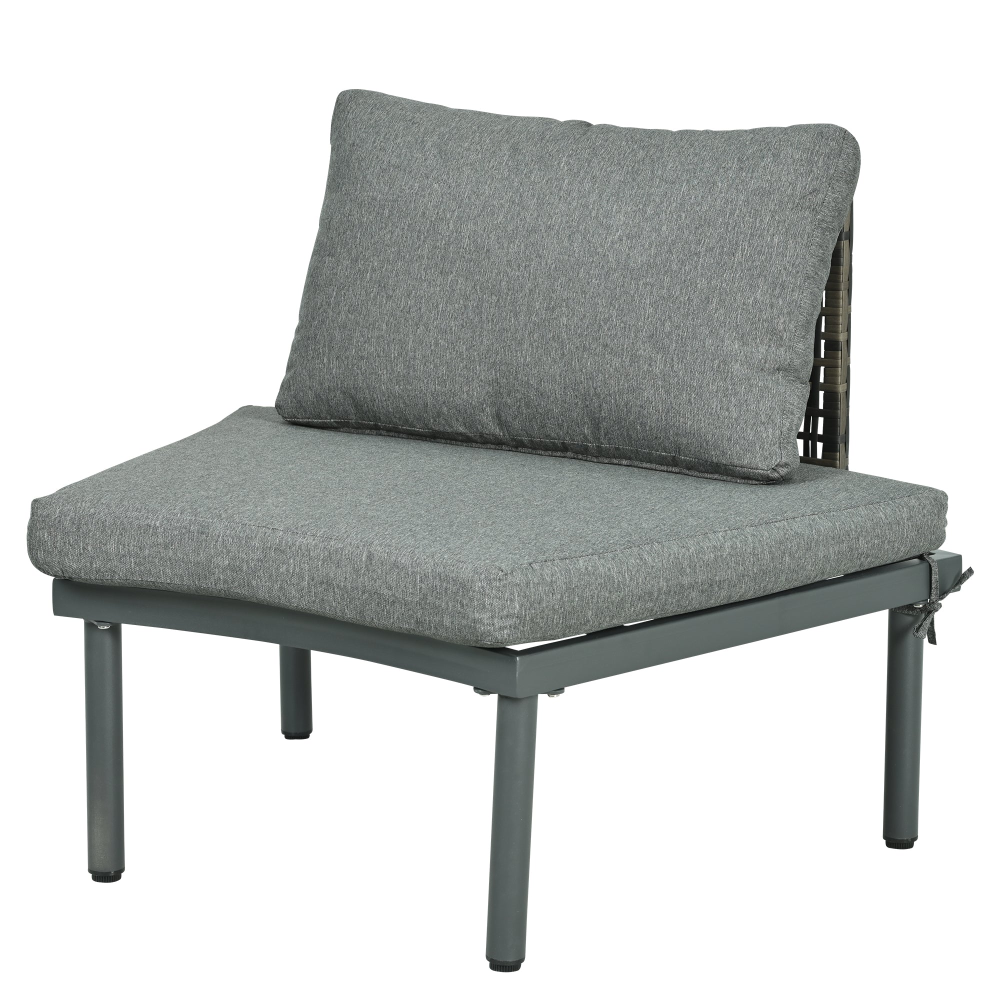 Outdoor Patio Set Half Moon Wicker Aluminum Gray 8 Piece 2 Tables