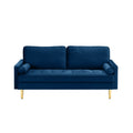 Sofa Minimalist Velvet Navy Gold Metal Legs 2 Seat 65 In 800 LB