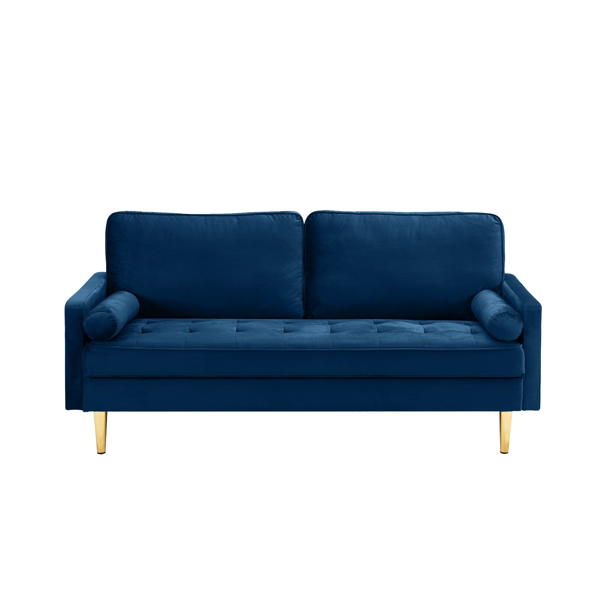 Sofa Minimalist Velvet Navy Gold Metal Legs 2 Seat 65 In 800 LB