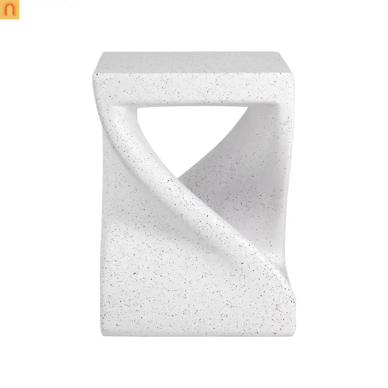 Outdoor Side Table MGO Twisted Base Terrazzo White 13.39x17.91in