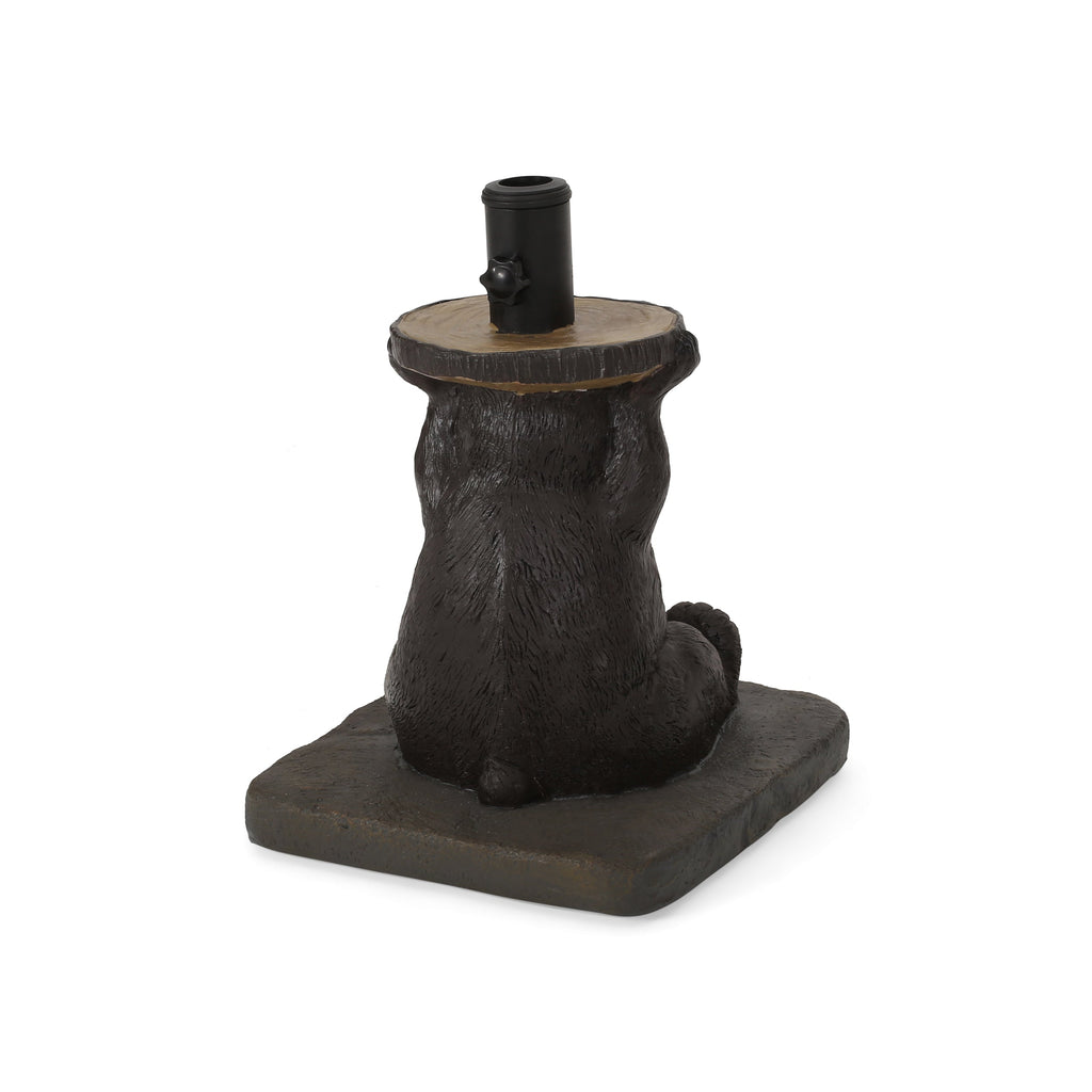 Patio Umbrella Base Bear Shape Concrete Dark Brown 13.5x18 In 56 LB