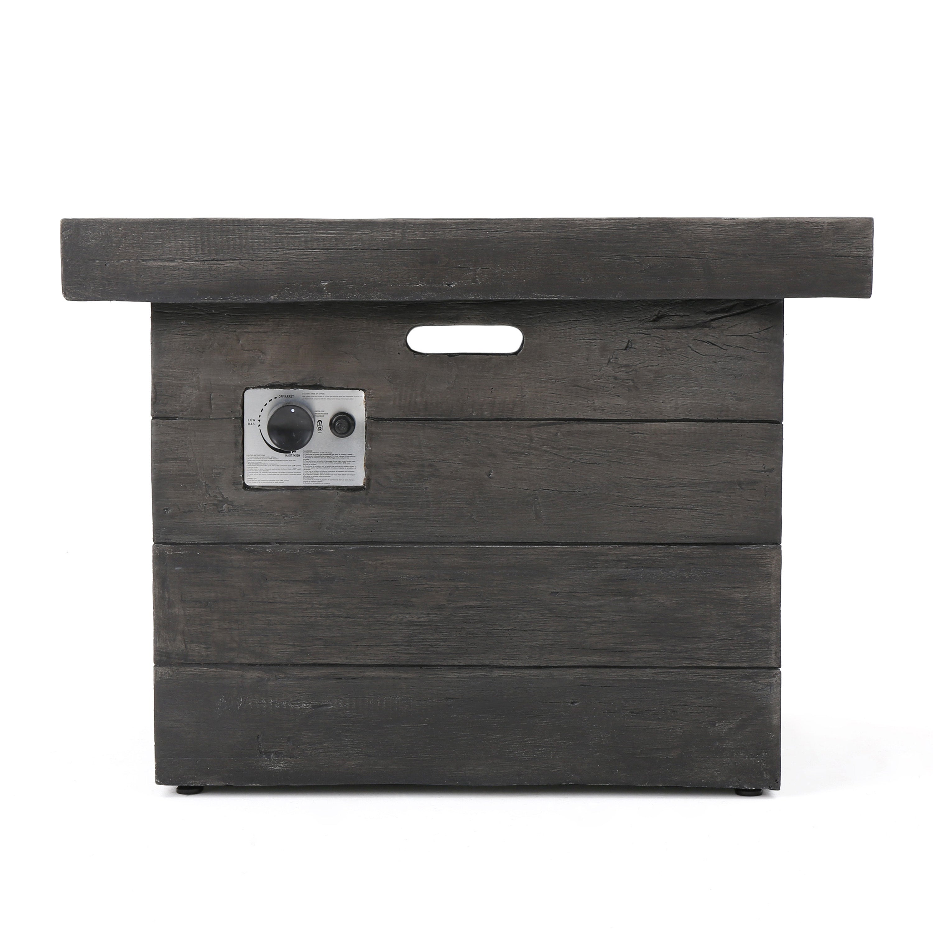ANCHORAGE 32'' Wood Square MGO Fire Pit Grey - 40,000 BTU